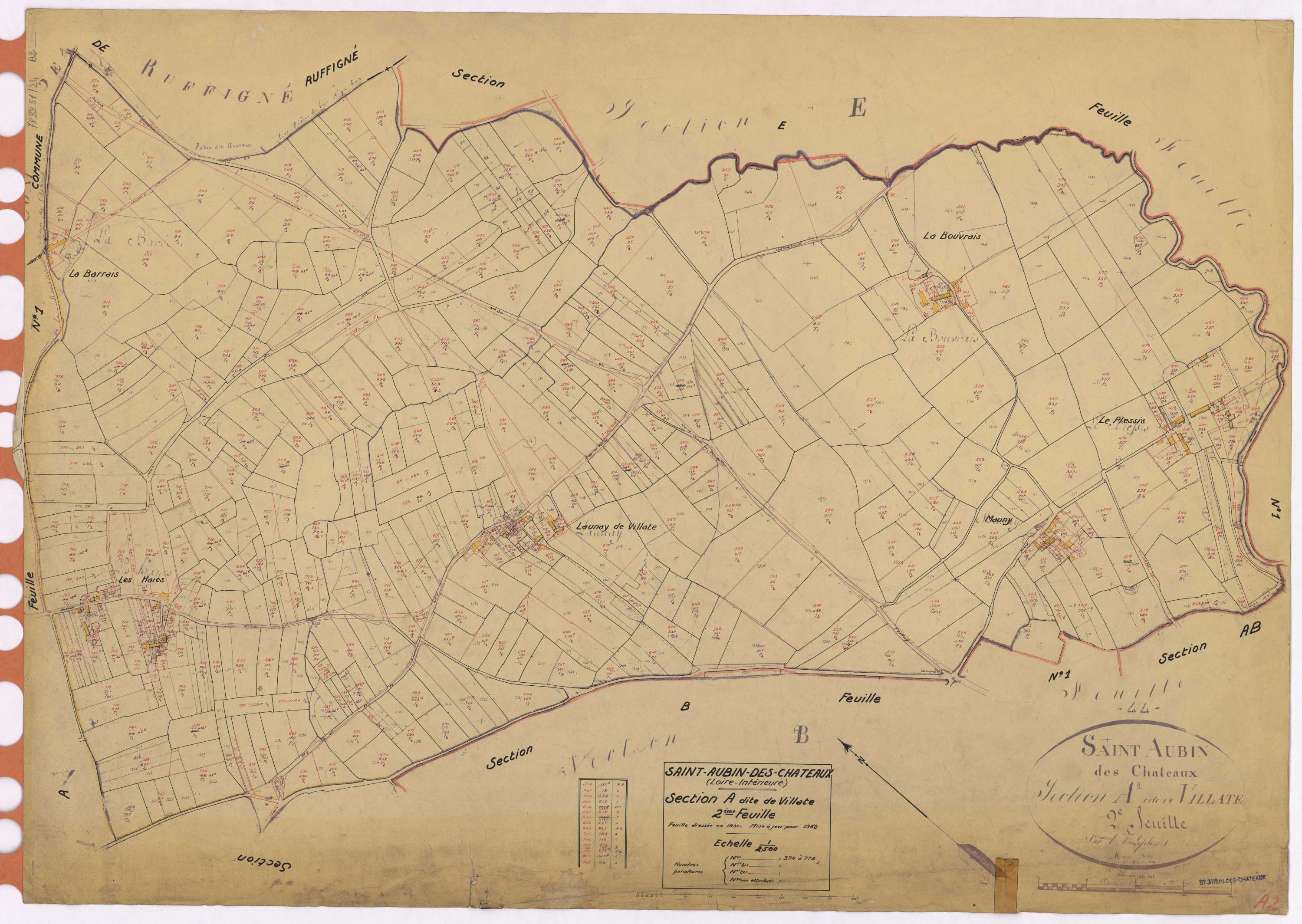 Saint-Aubin-des-Châteaux - Section A2 Villate (section de La) ; 374-778