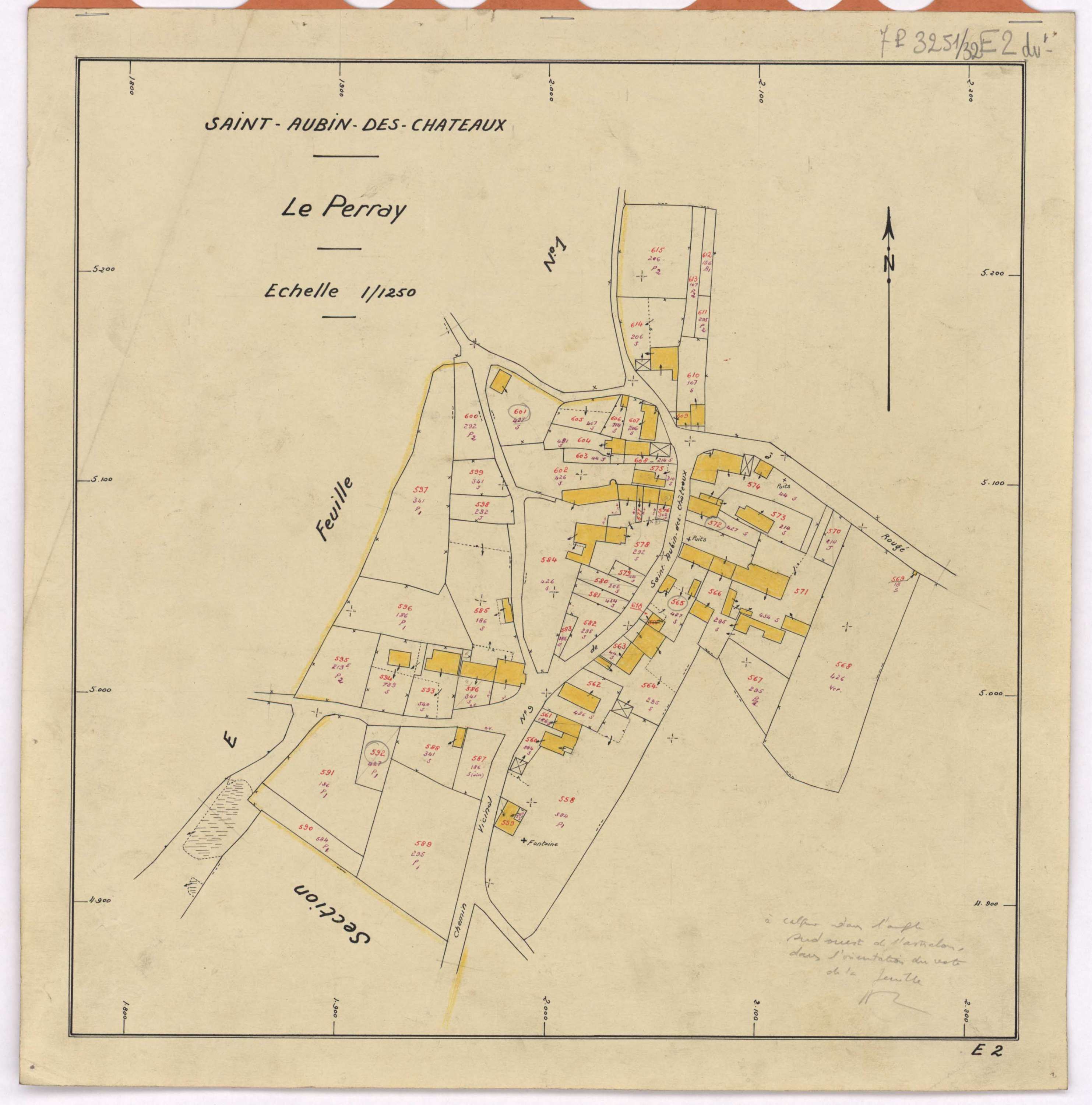 Saint-Aubin-des-Châteaux - Section E2 (développement) Perray (section du) ; 315-615 ; développement du village du Perray