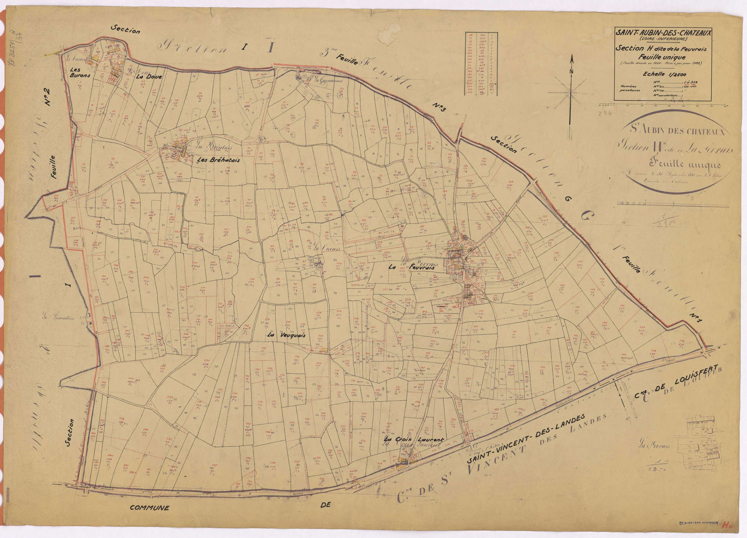 Saint-Aubin-des-Châteaux - Section H Feuvrais (section de La) ; 1-358