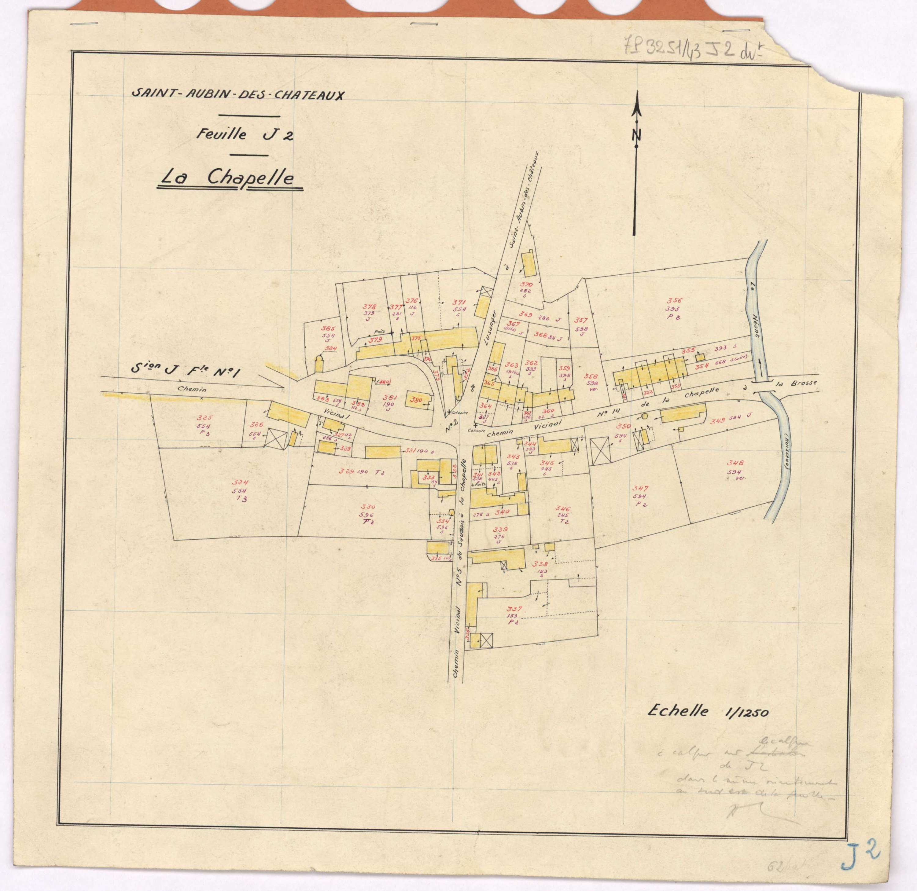 Saint-Aubin-des-Châteaux - Section J2 (développement) Chapelle (section de La) ; 194-655 ; développement du village de La Chapelle