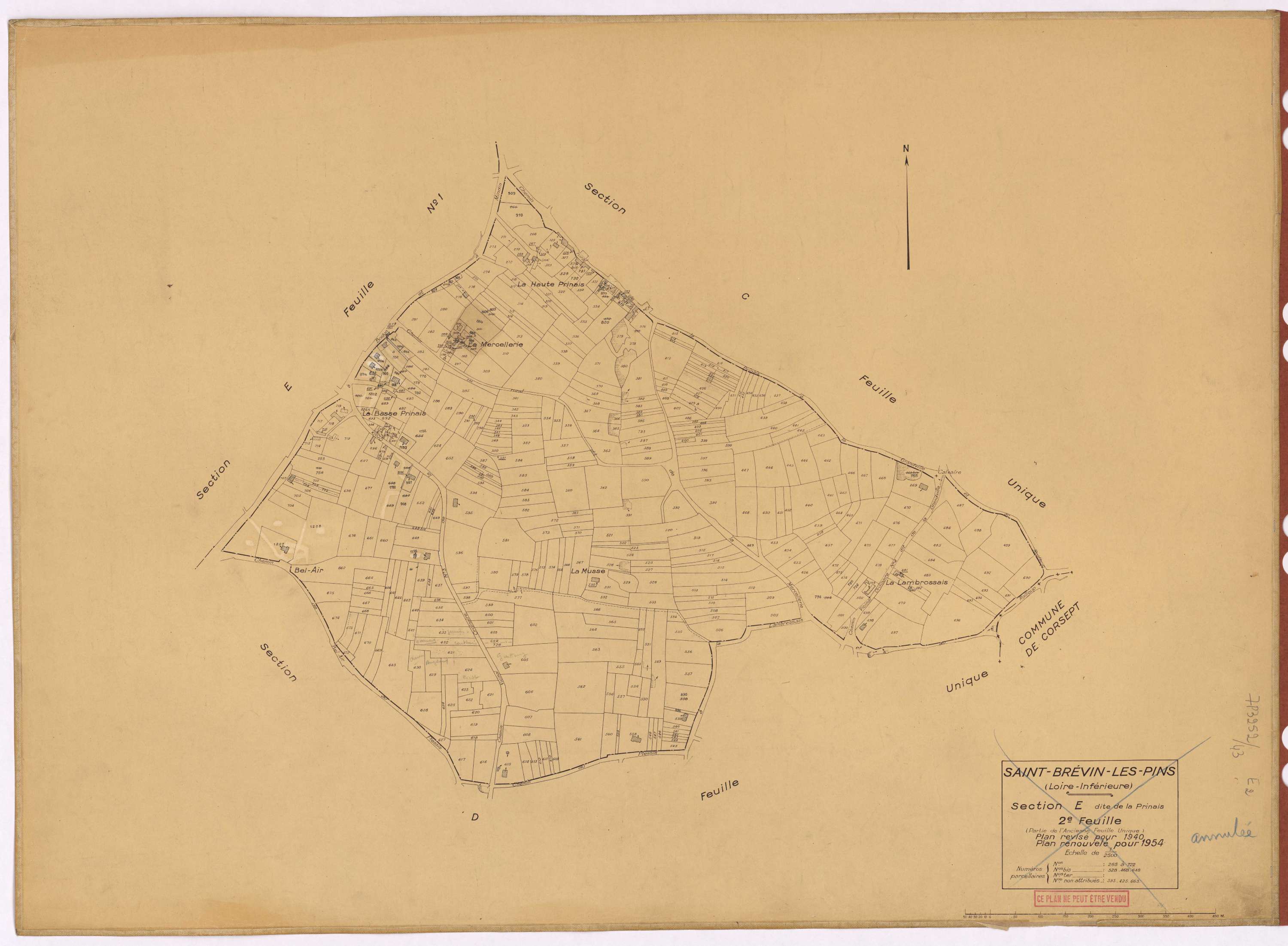 Saint-Brevin-les-Pins - Section E2 Prinais (section de La) ; 265-722