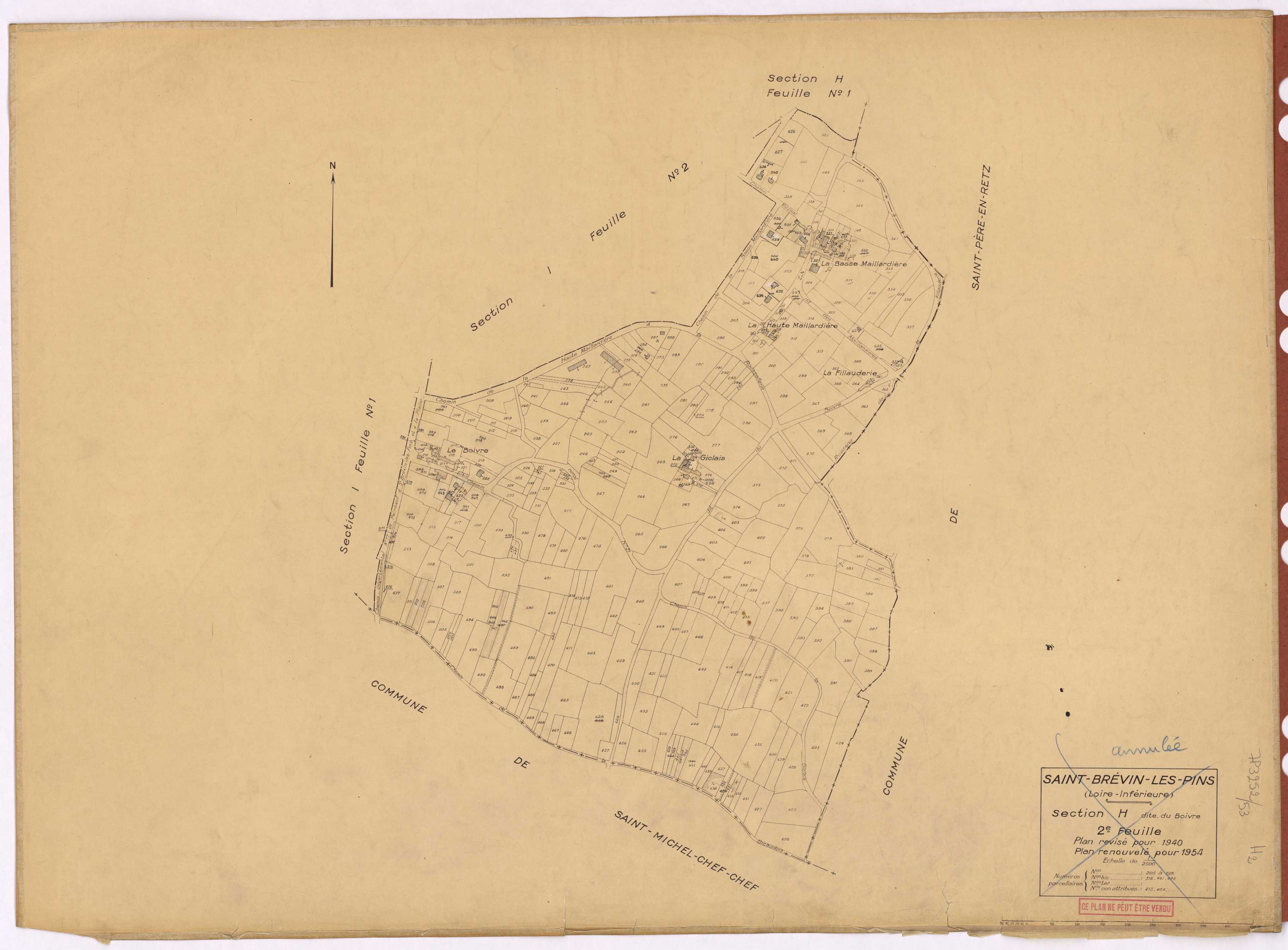 Saint-Brevin-les-Pins - Section H2 Boivre (section du) ; 205-525