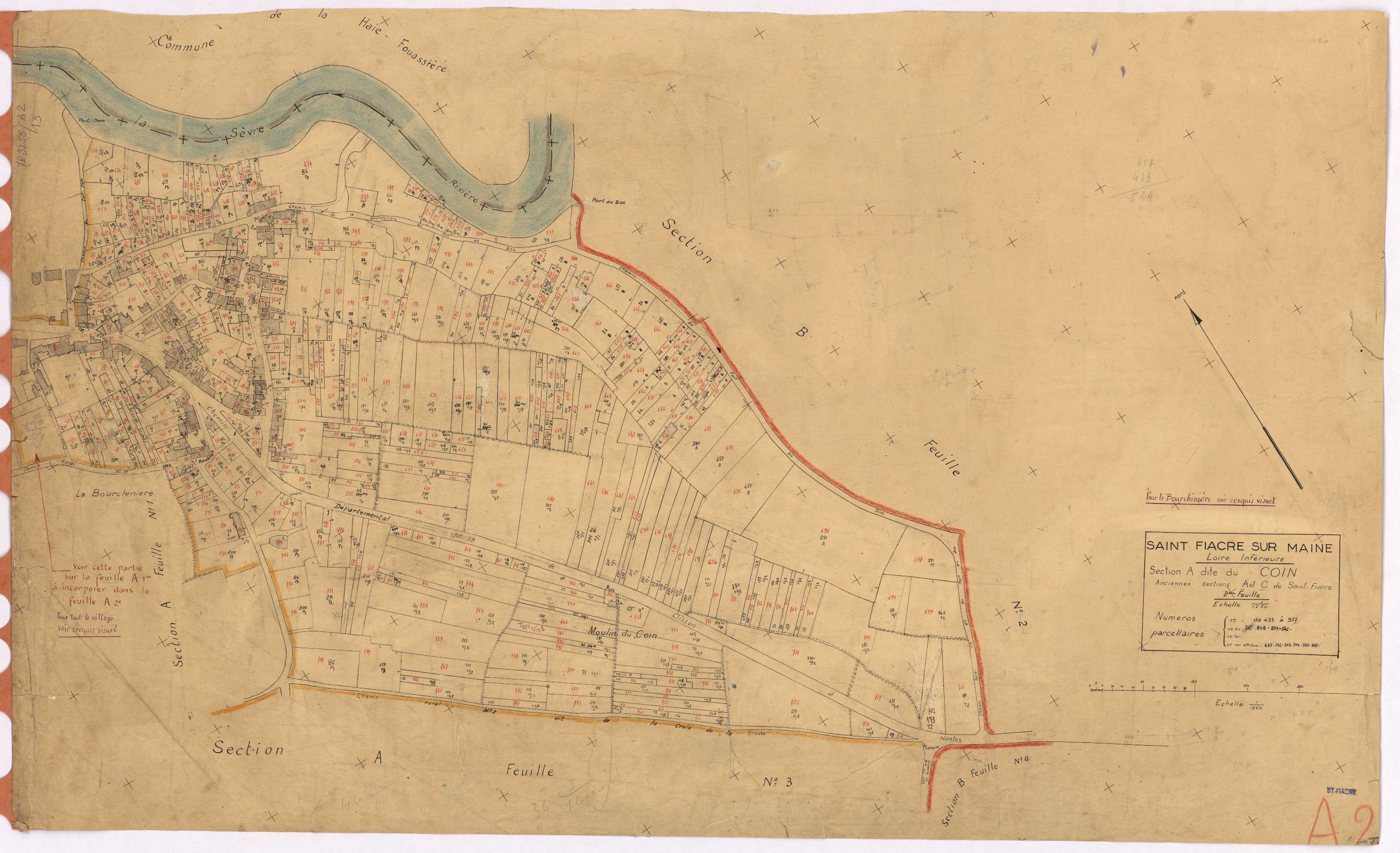 Saint-Fiacre-sur-Maine - Section A2 Coin (section du) ; 433-957