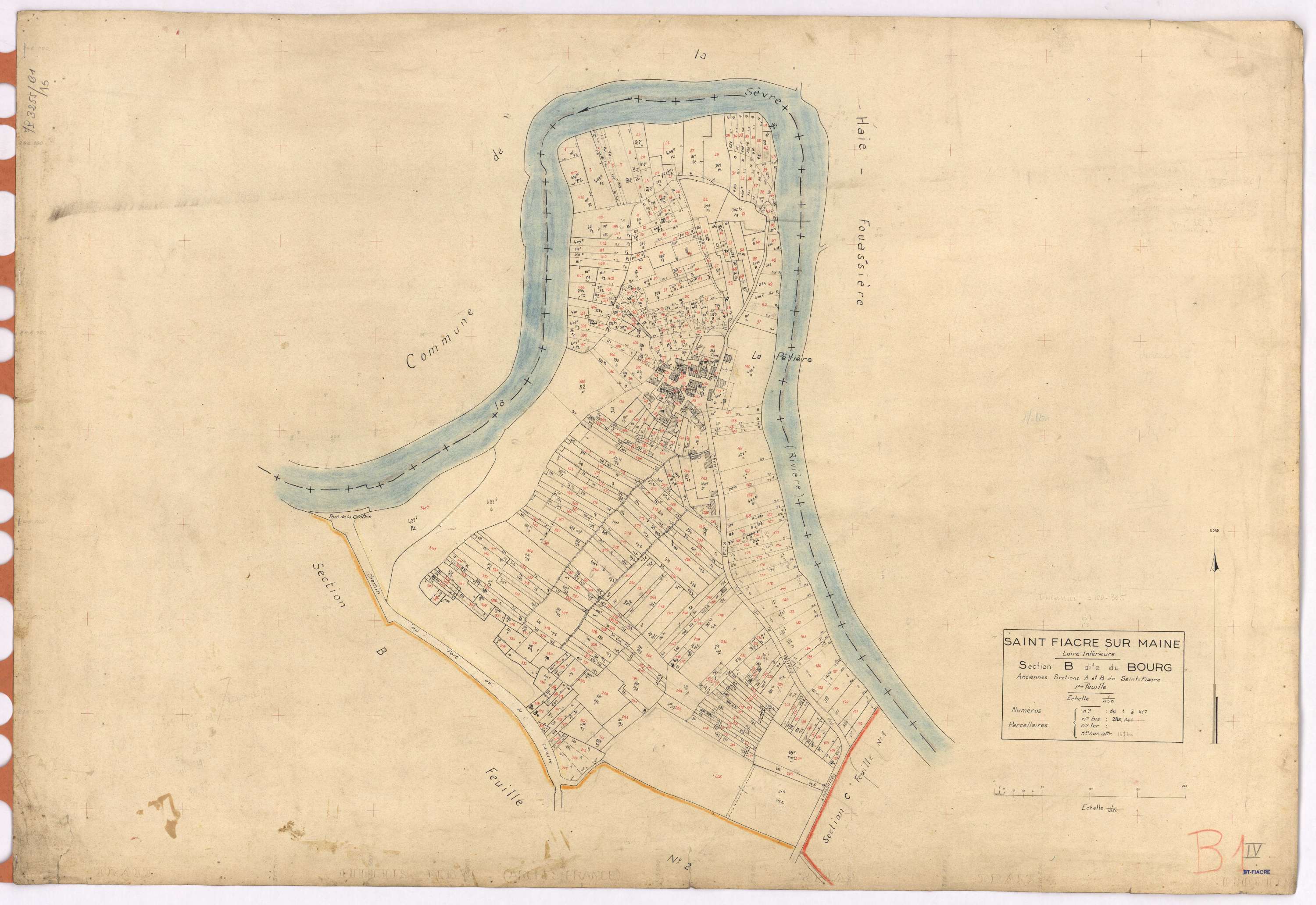 Saint-Fiacre-sur-Maine - Section B1 Bourg (section du) ; 1-417