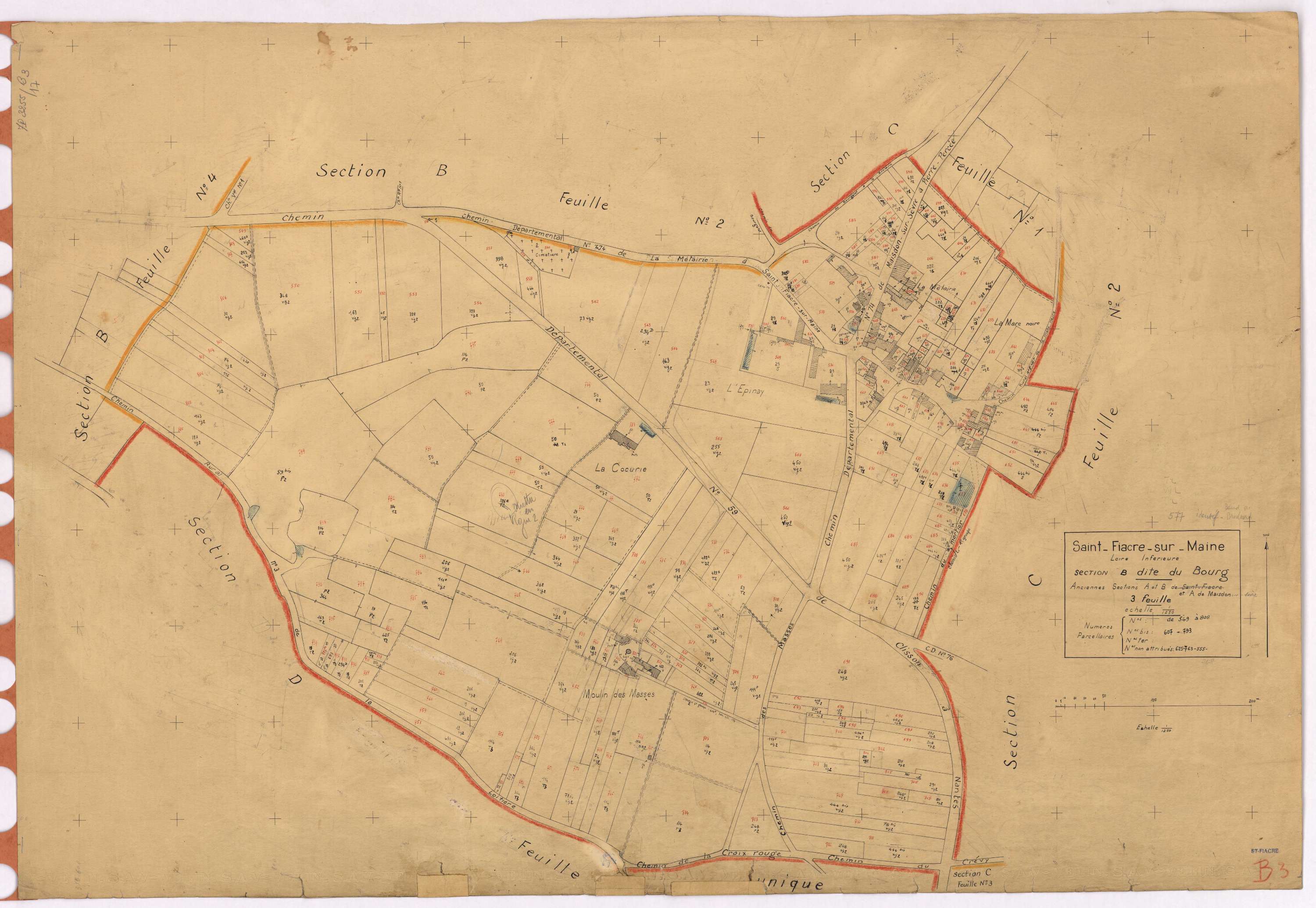 Saint-Fiacre-sur-Maine - Section B3 Bourg (section du) ; 549-808