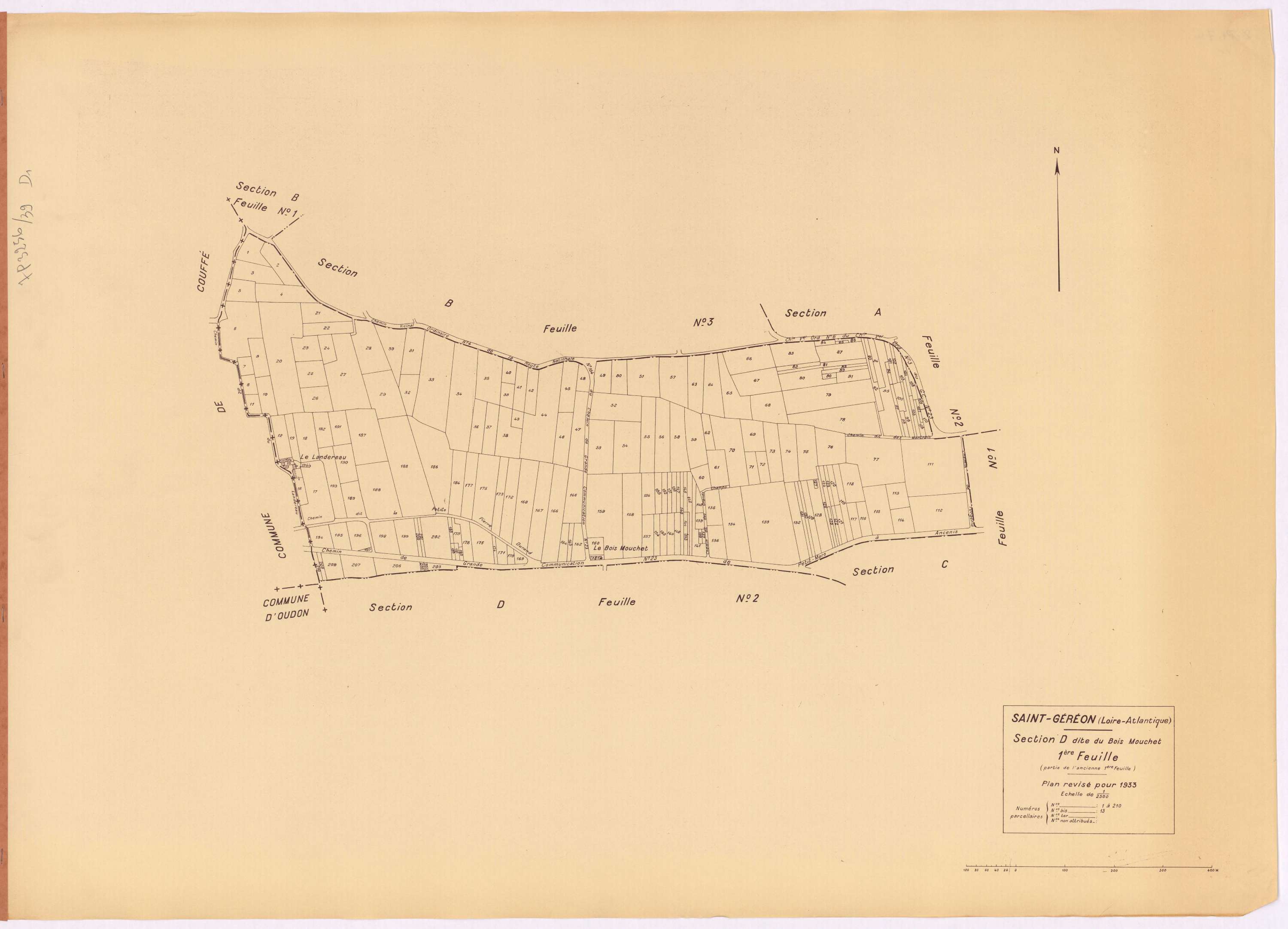 Saint-Géréon - Section D1 Bois Mouchet (section du) ; 1-210