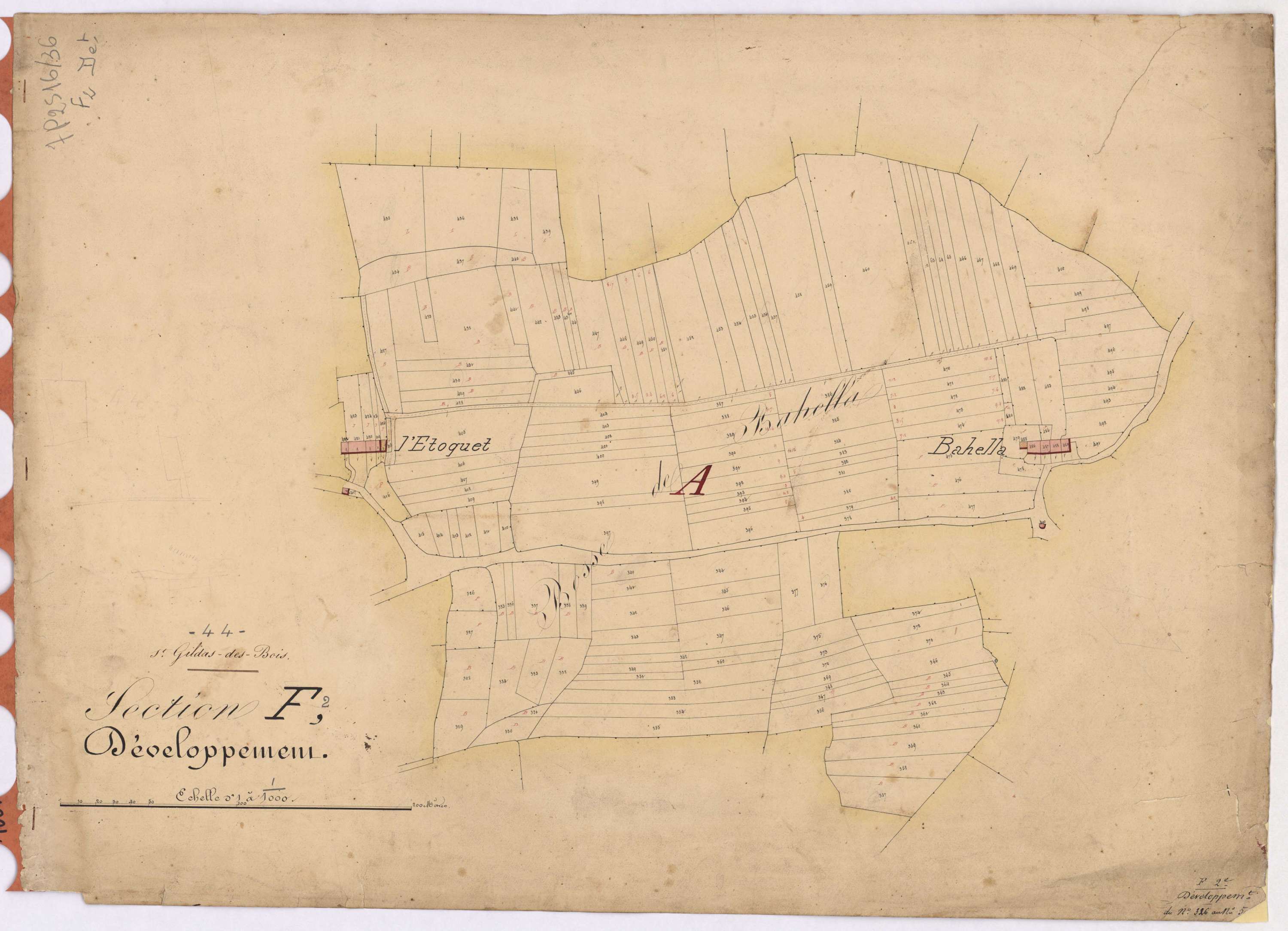 Saint-Gildas-des-Bois - Section F2 (développement) Bahella (section de) ; développement des villages de Bahella et de l'Etoquet