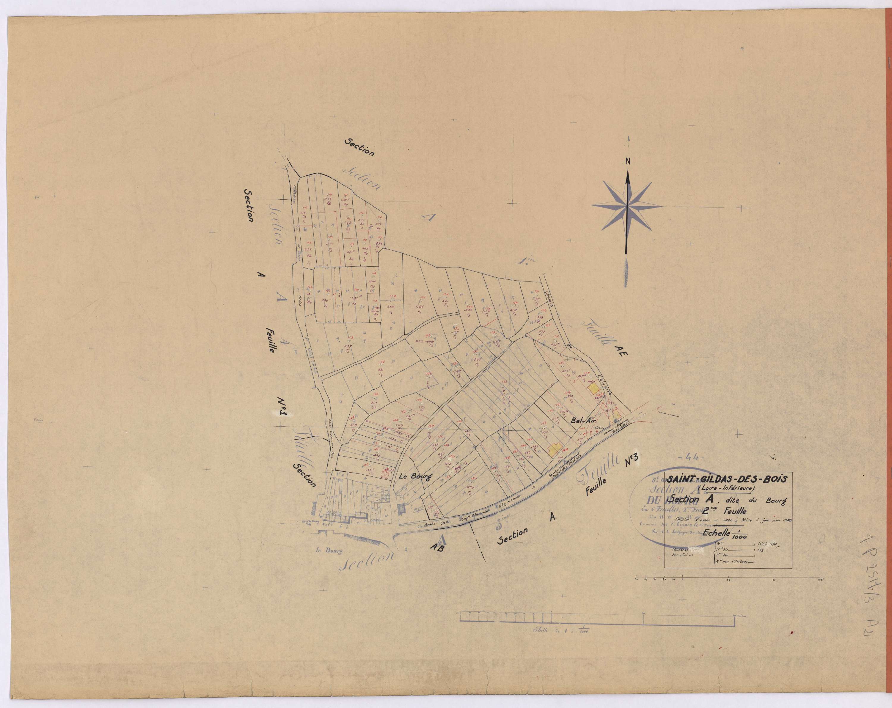 Saint-Gildas-des-Bois - Section A2 Bourg (section du) ; 107-174