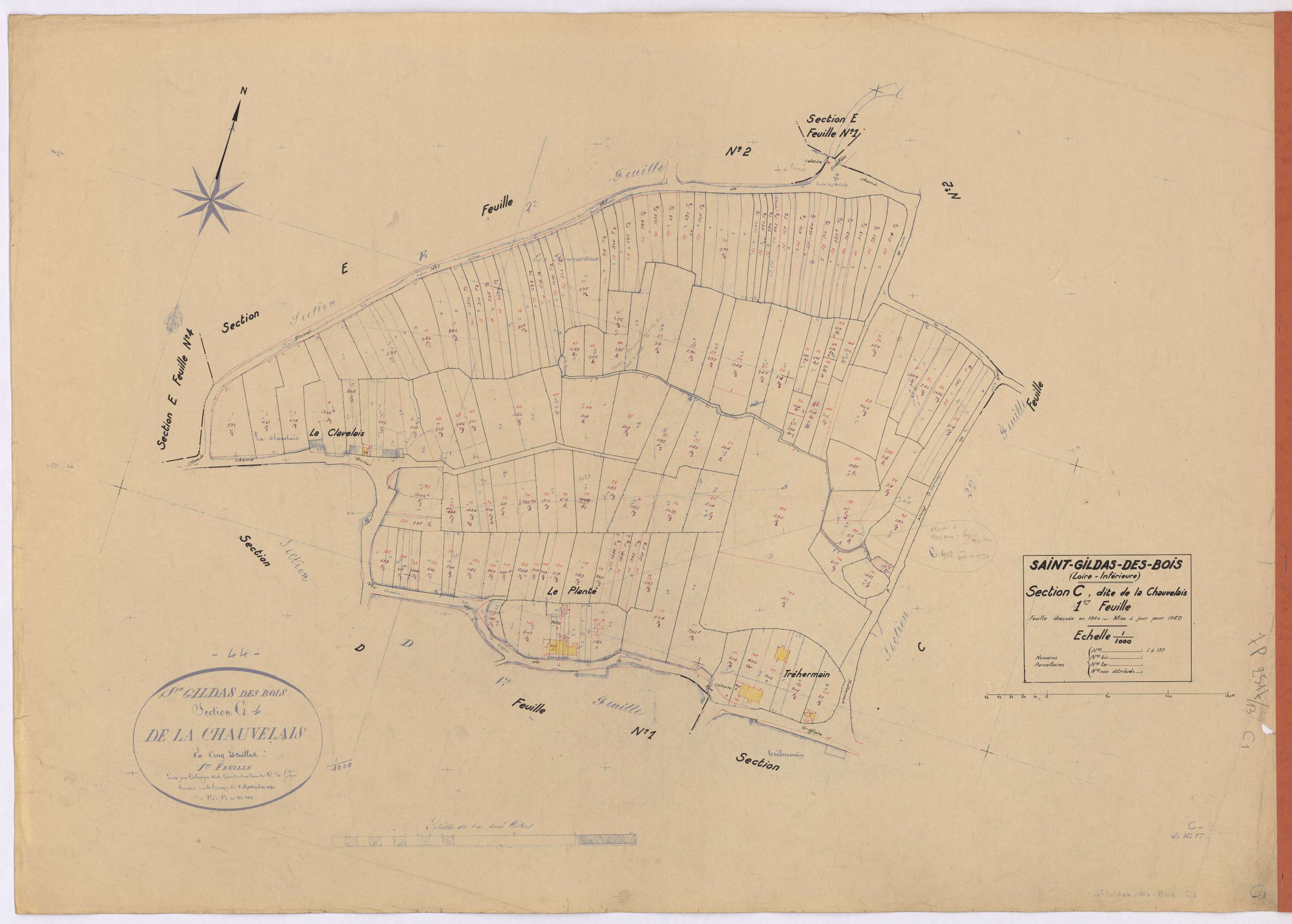 Saint-Gildas-des-Bois - Section C1 Chauvelais (section de La) ; 1-137