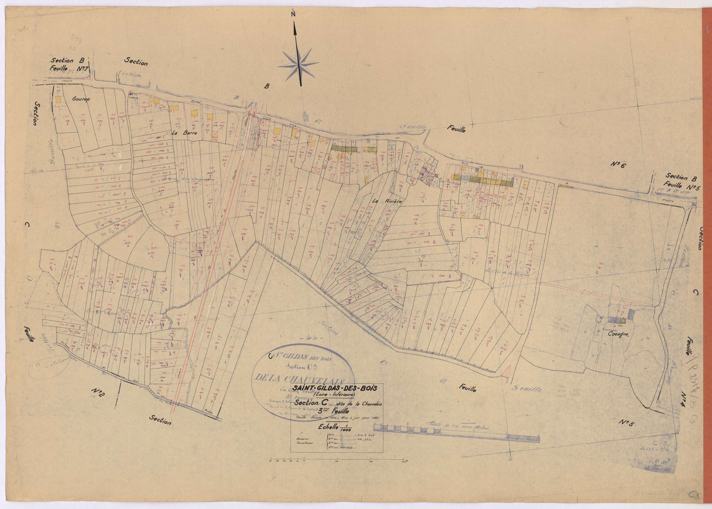 Saint-Gildas-des-Bois - Section C3 Chauvelais (section de La) ; 410-605