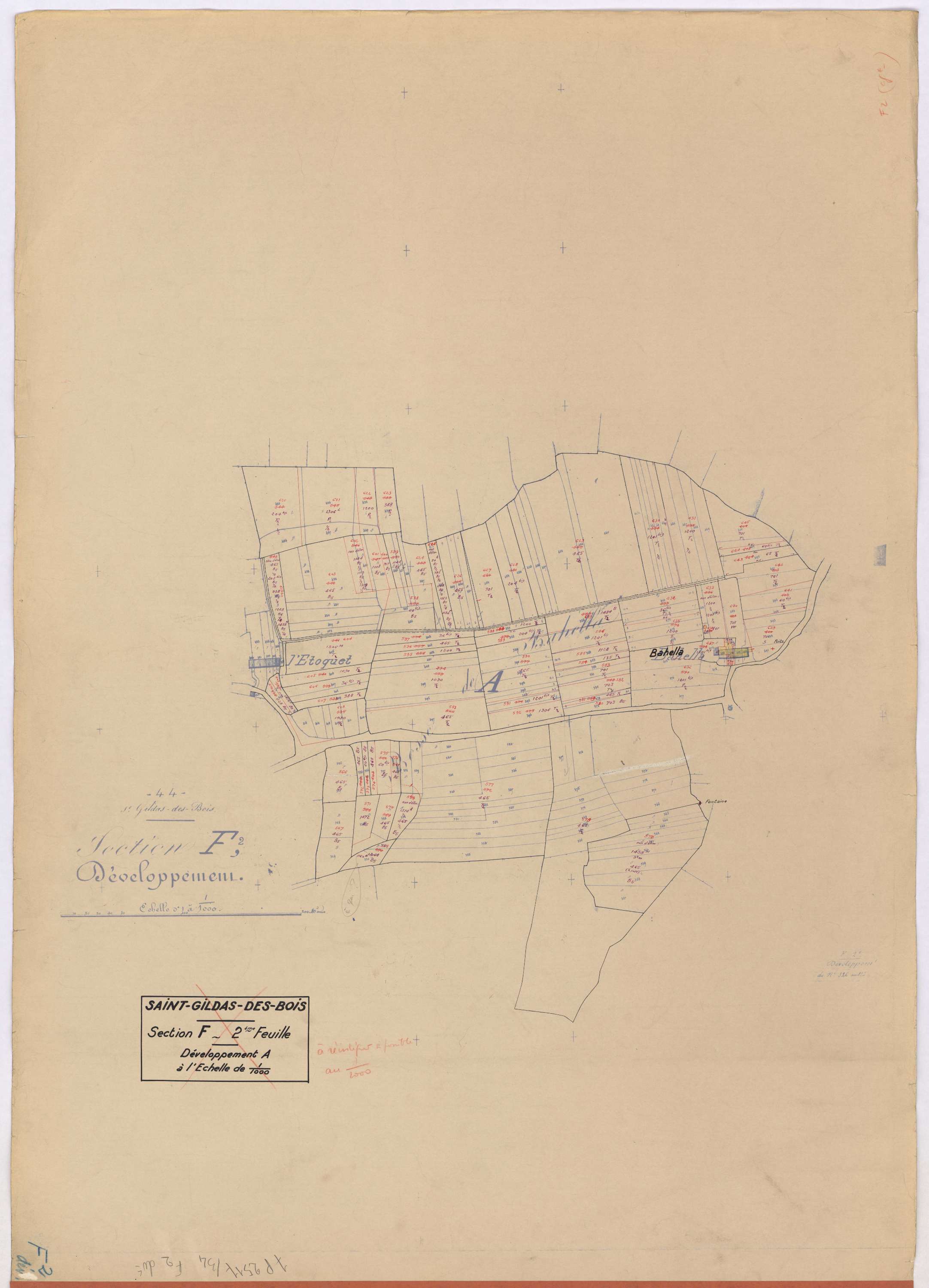 Saint-Gildas-des-Bois - Section F2 (développement) Bahella (section de) ; 226-660 ; développement des villages de Bahella et de l'Etoquet