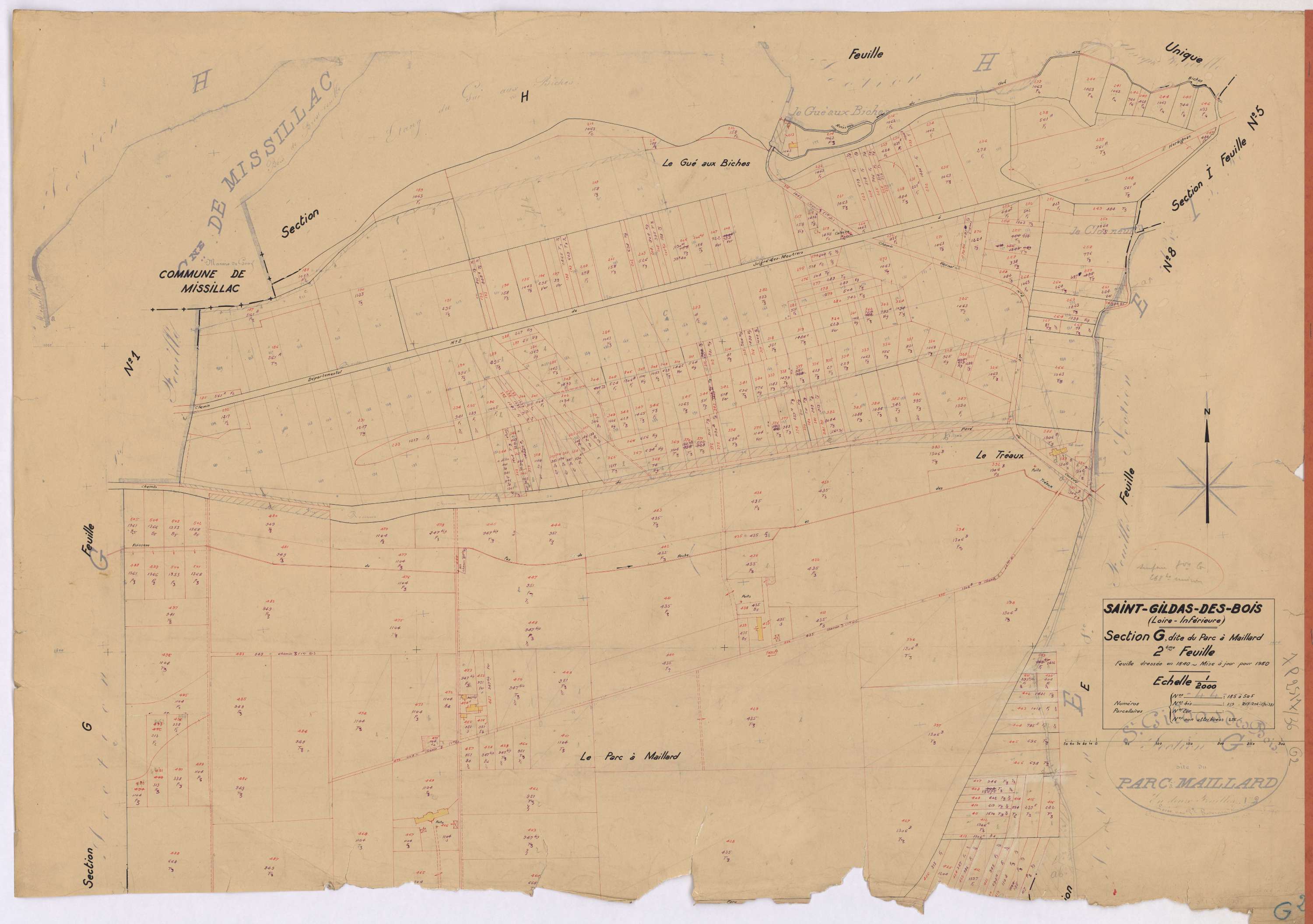 Saint-Gildas-des-Bois - Section G2 Parc à Maillard (section du) ; 185-505
