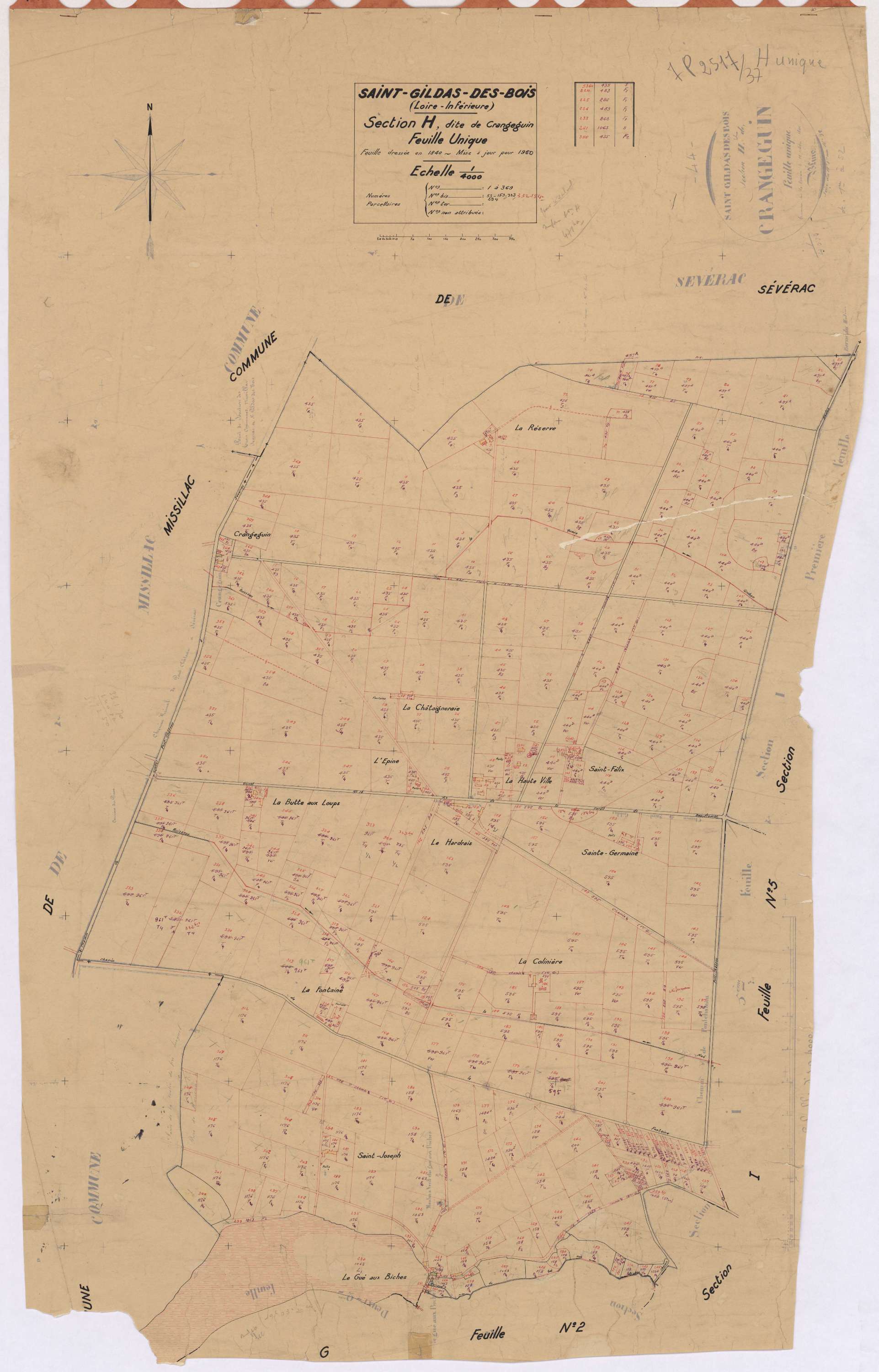 Saint-Gildas-des-Bois - Section H Crangeguin (section de) ; 1-369