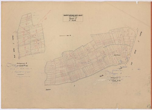 Saint-Gildas-des-Bois - Section I5 (développement) Beaufromet (section de) ; 974-1409 ; développement de diverses parcelles ; échelle : 1 000