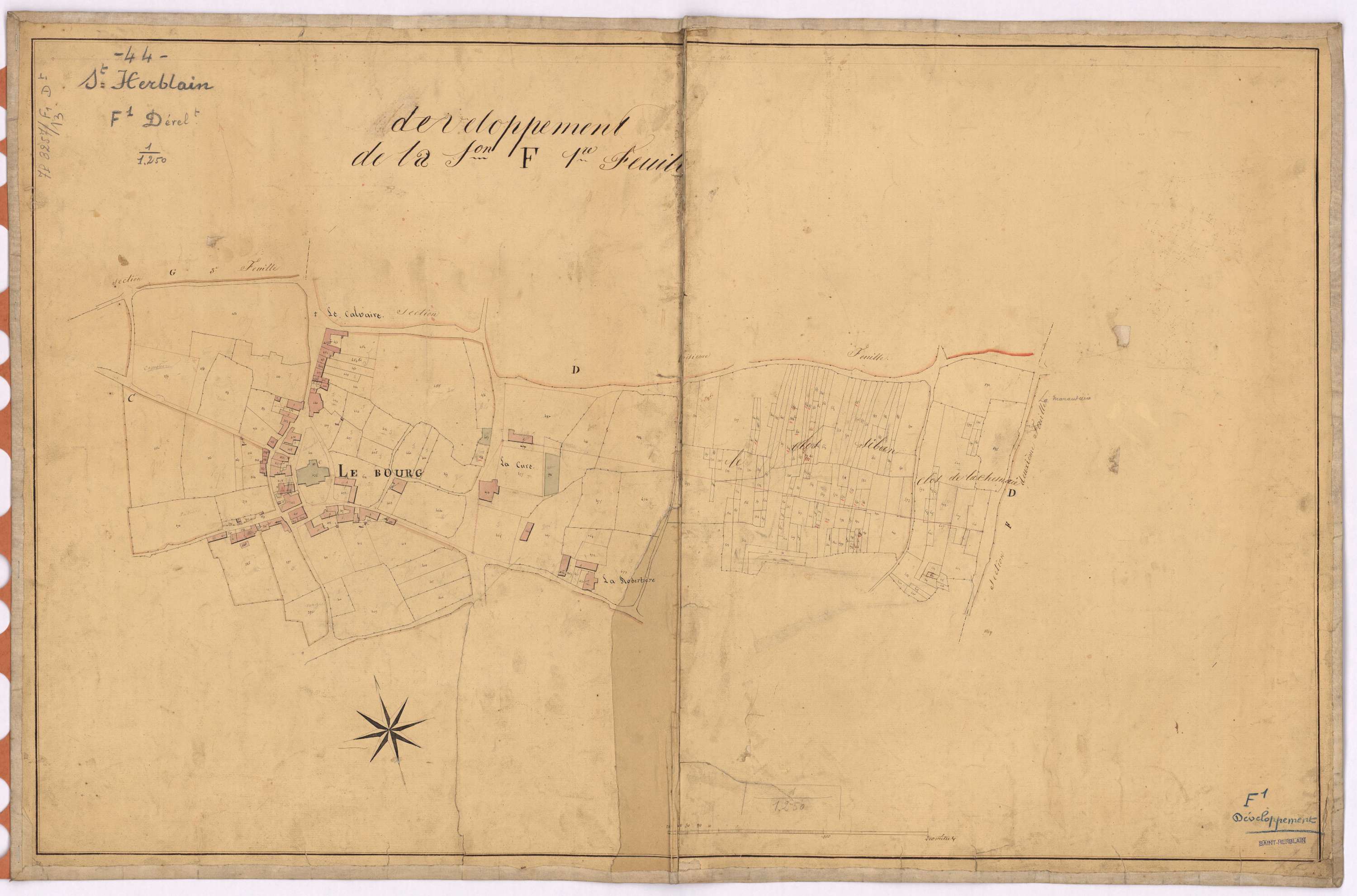 Saint-Herblain - Section F1 (développement) Bourg (section du) ; 1-625 ; développement du Bourg