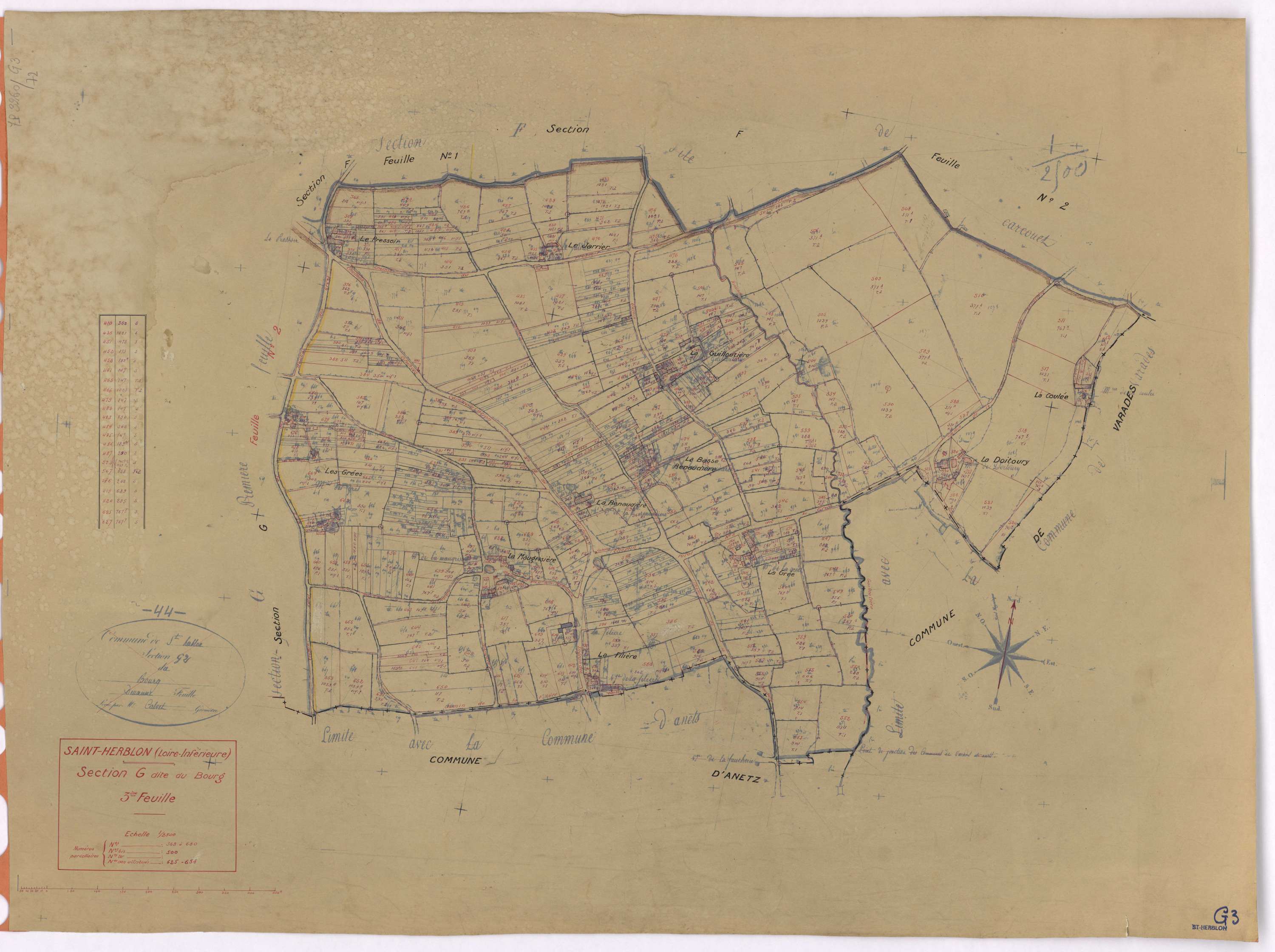 Saint-Herblon - Section G3 Bourg (section du) ; 368-680