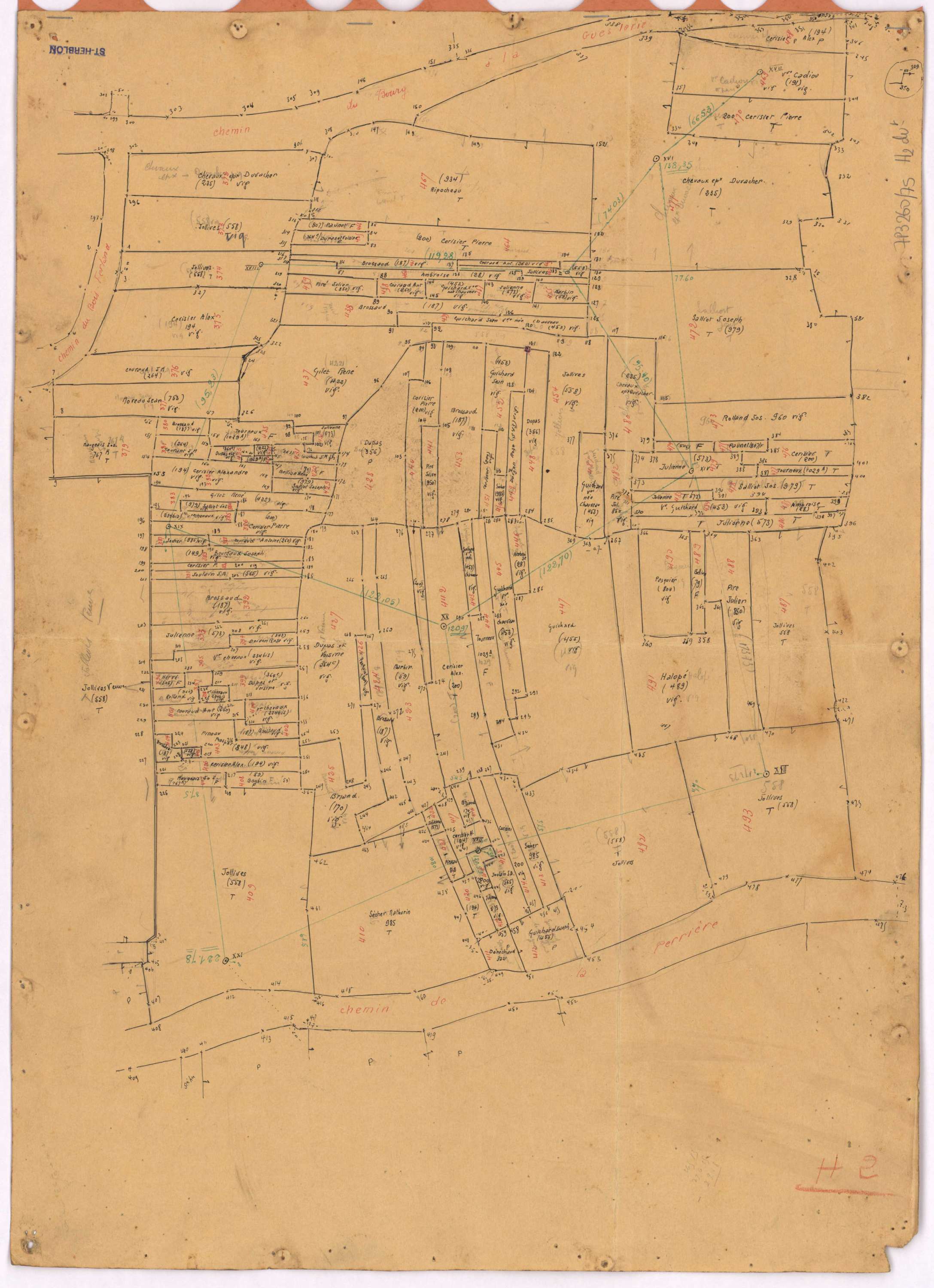 Saint-Herblon - Section H2 (développement) Haie (section de La) ; 345-560 ; développement de diverses parcelles