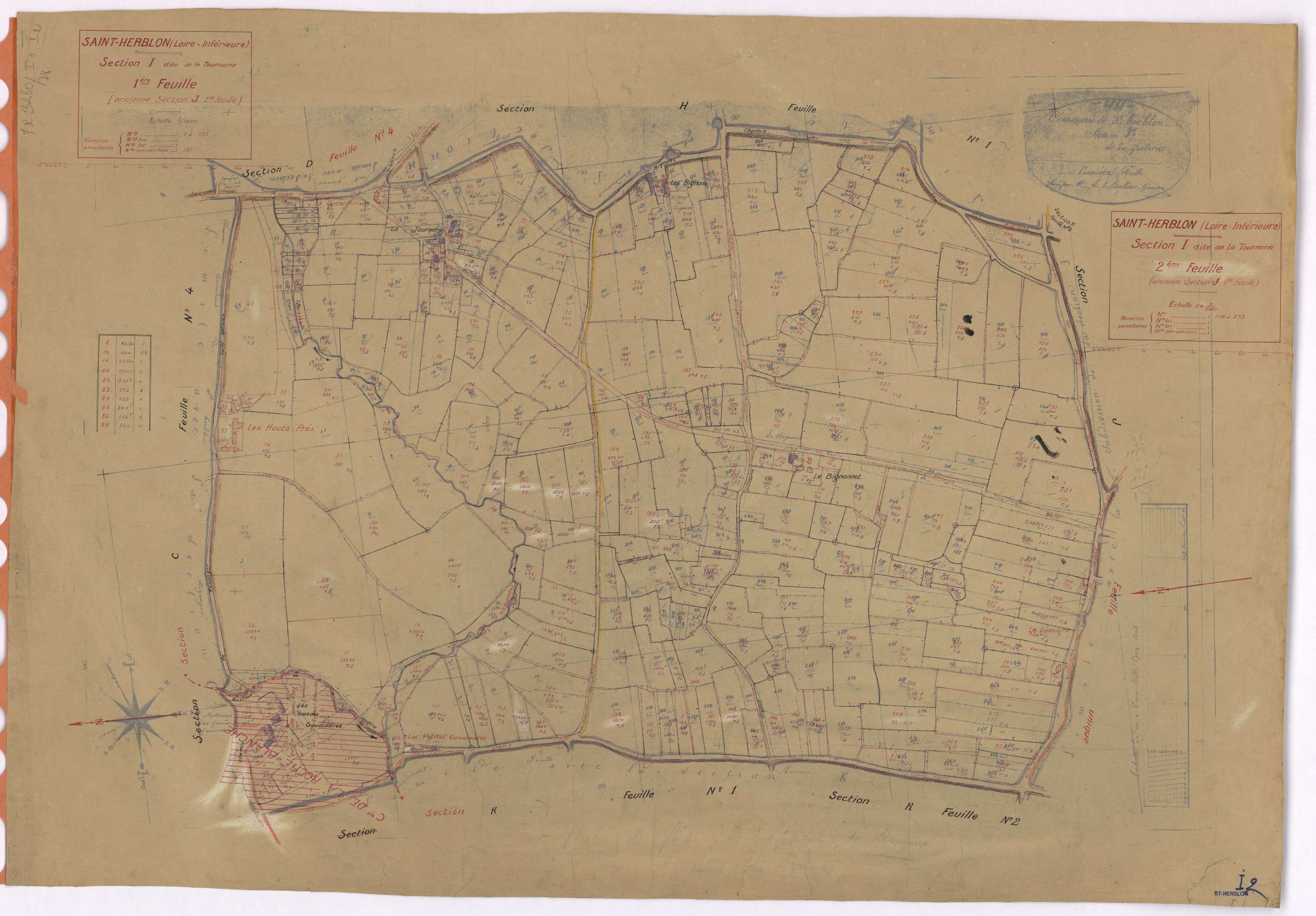 Saint-Herblon - Section I1 I2 Tournerie (section de La) ; 1-135 ; 136-279