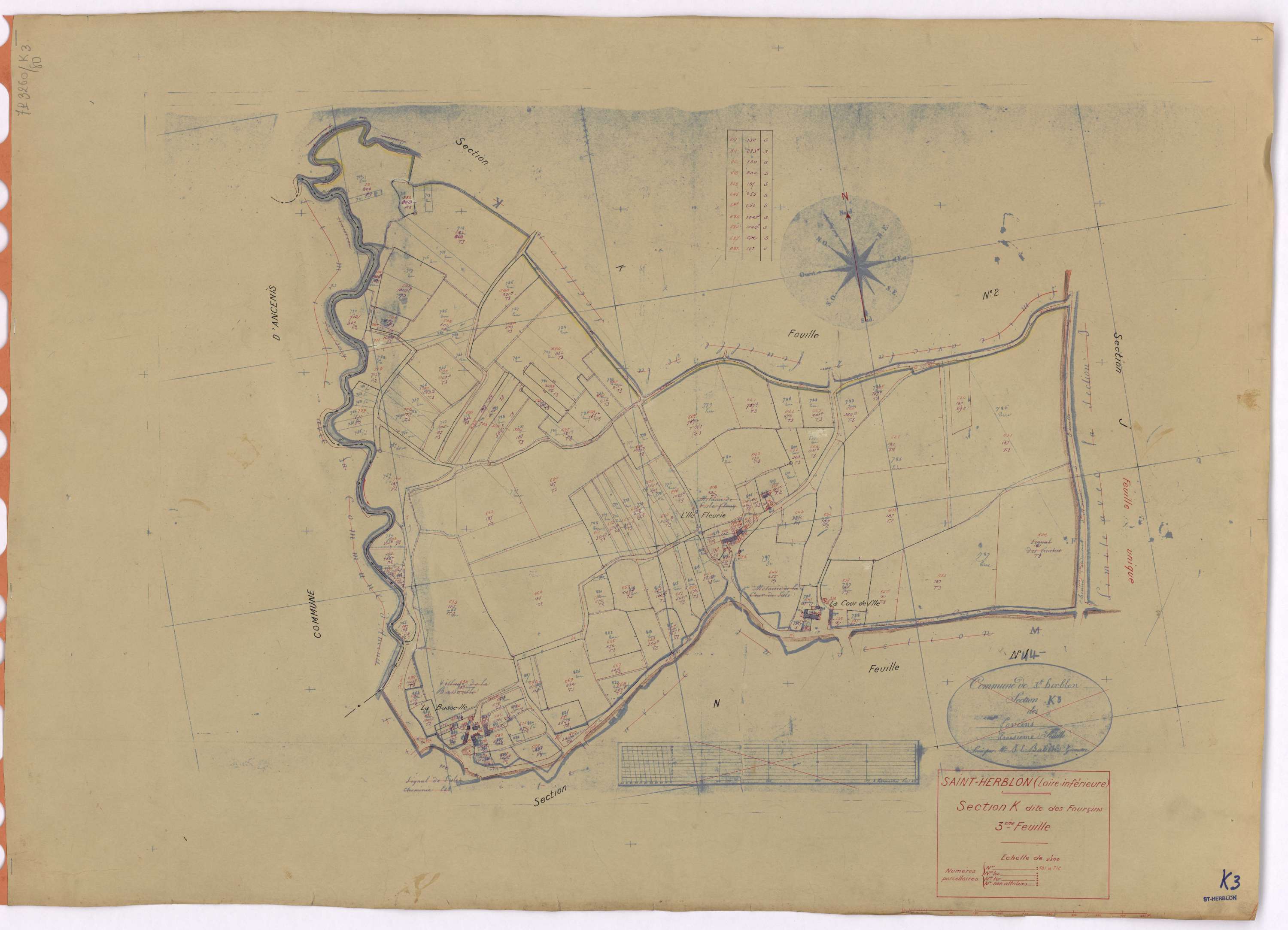 Saint-Herblon - Section K3 Fourcins (section des) ; 581-712