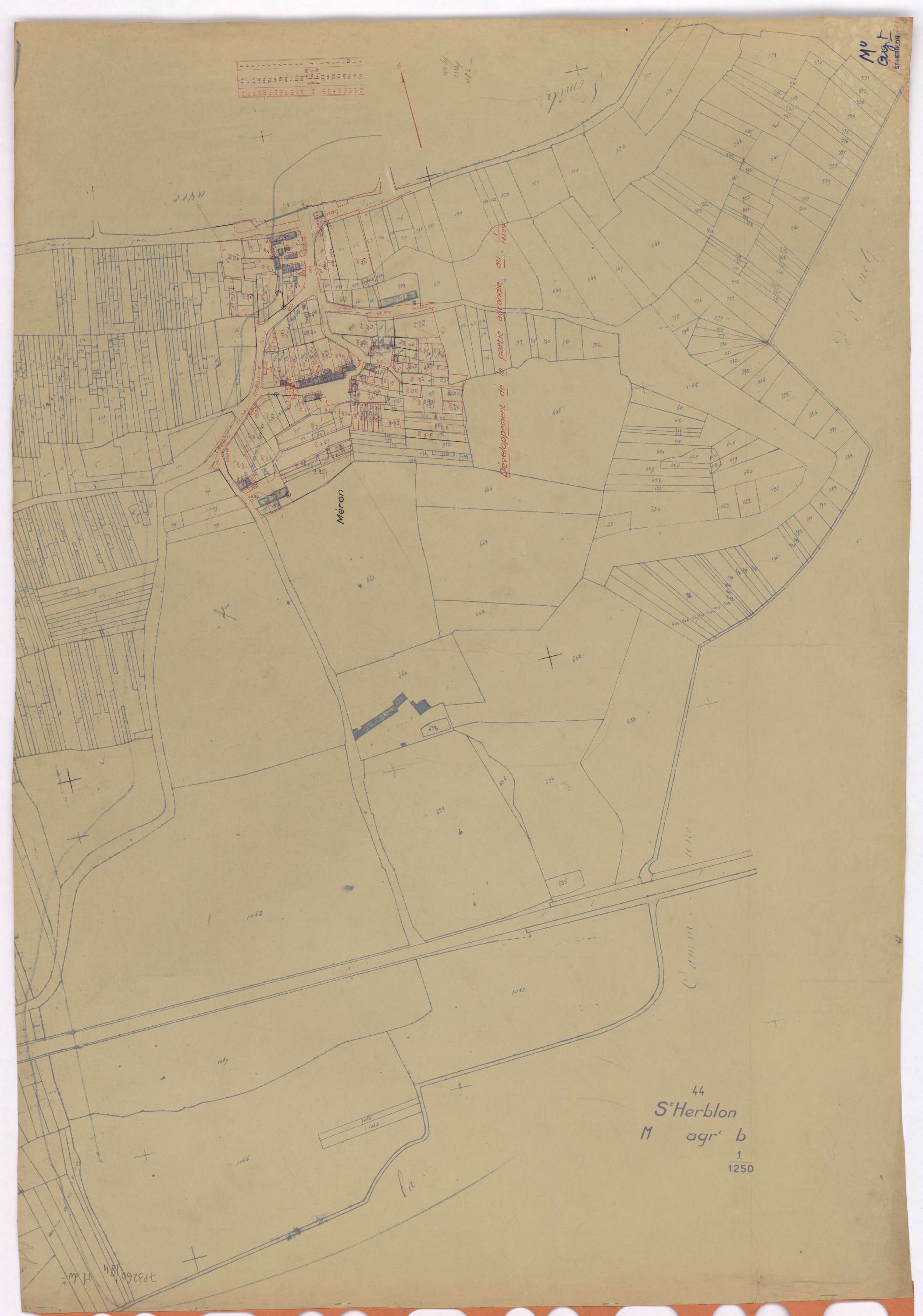 Saint-Herblon - Section M (développement) Méron (section de) ; 1-578 ; développement du village de Méron