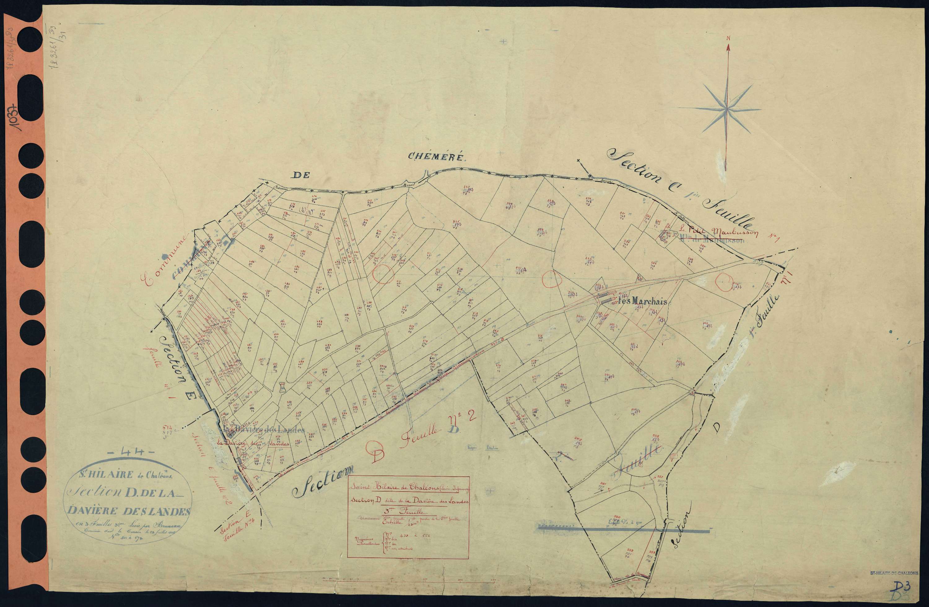 Saint-Hilaire-de-Chaléons - Section D3 Davière des Landes (section de La) . 470-662