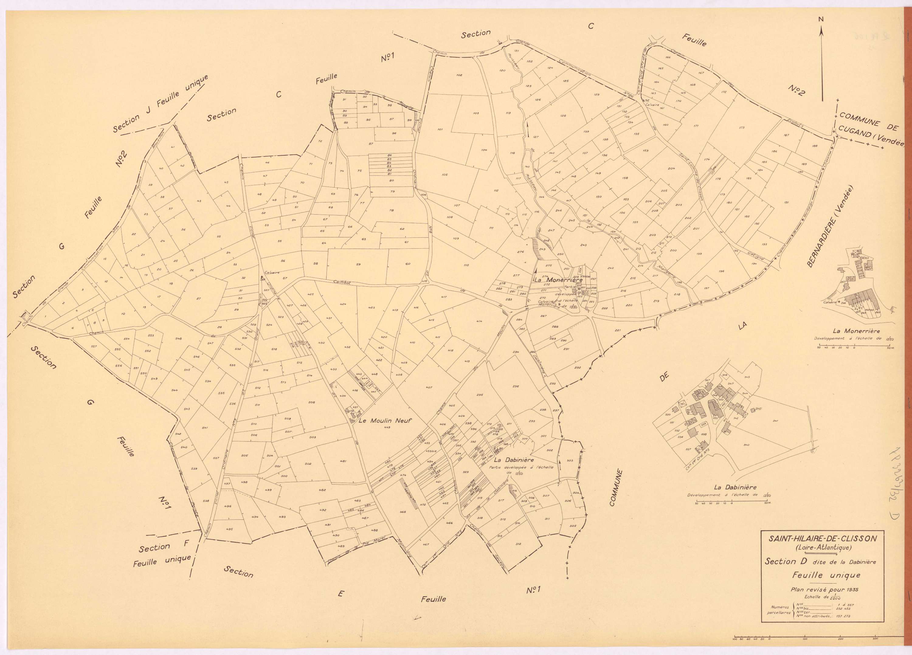 Saint-Hilaire-de-Clisson - Section D Dabinière (section de La) ; 1-557