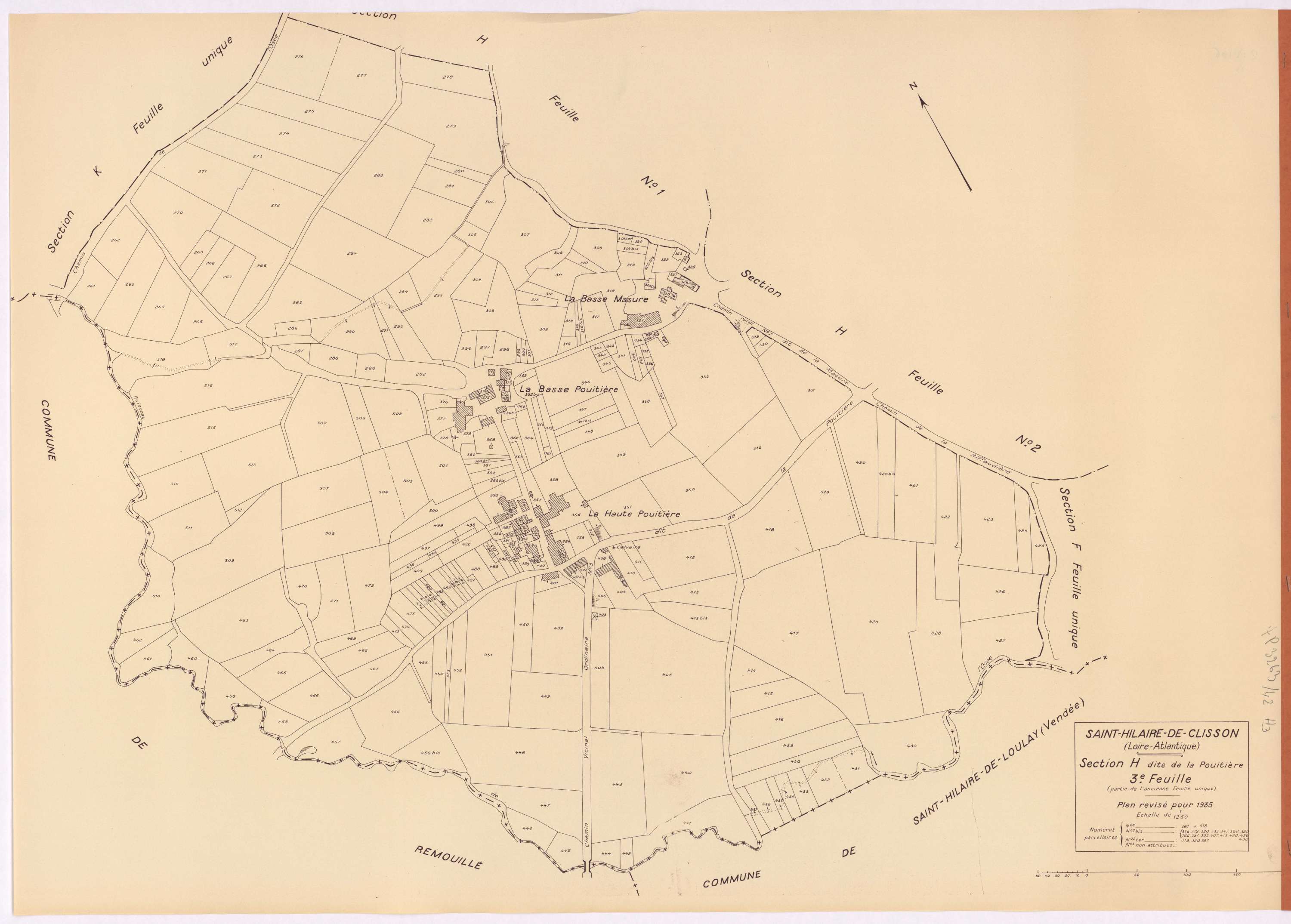 Saint-Hilaire-de-Clisson - Section H3 Pouitière (section de La) ; 261-518
