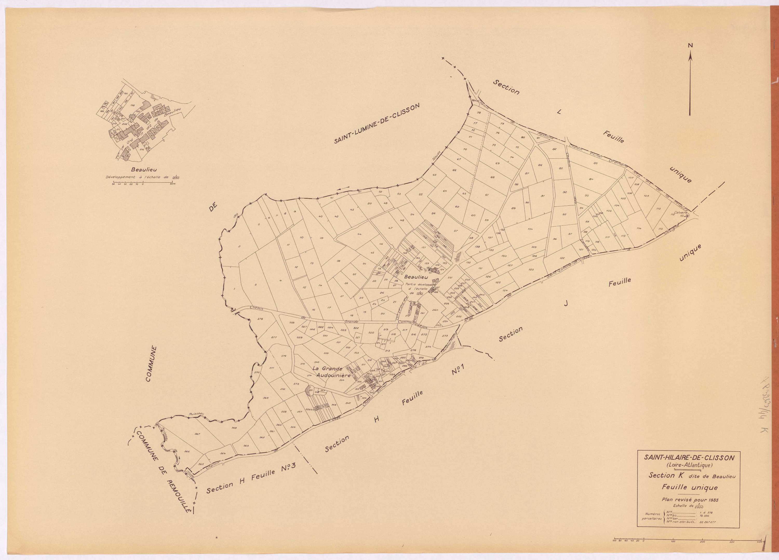 Saint-Hilaire-de-Clisson - Section K Beaulieu (section de) ; 1-378