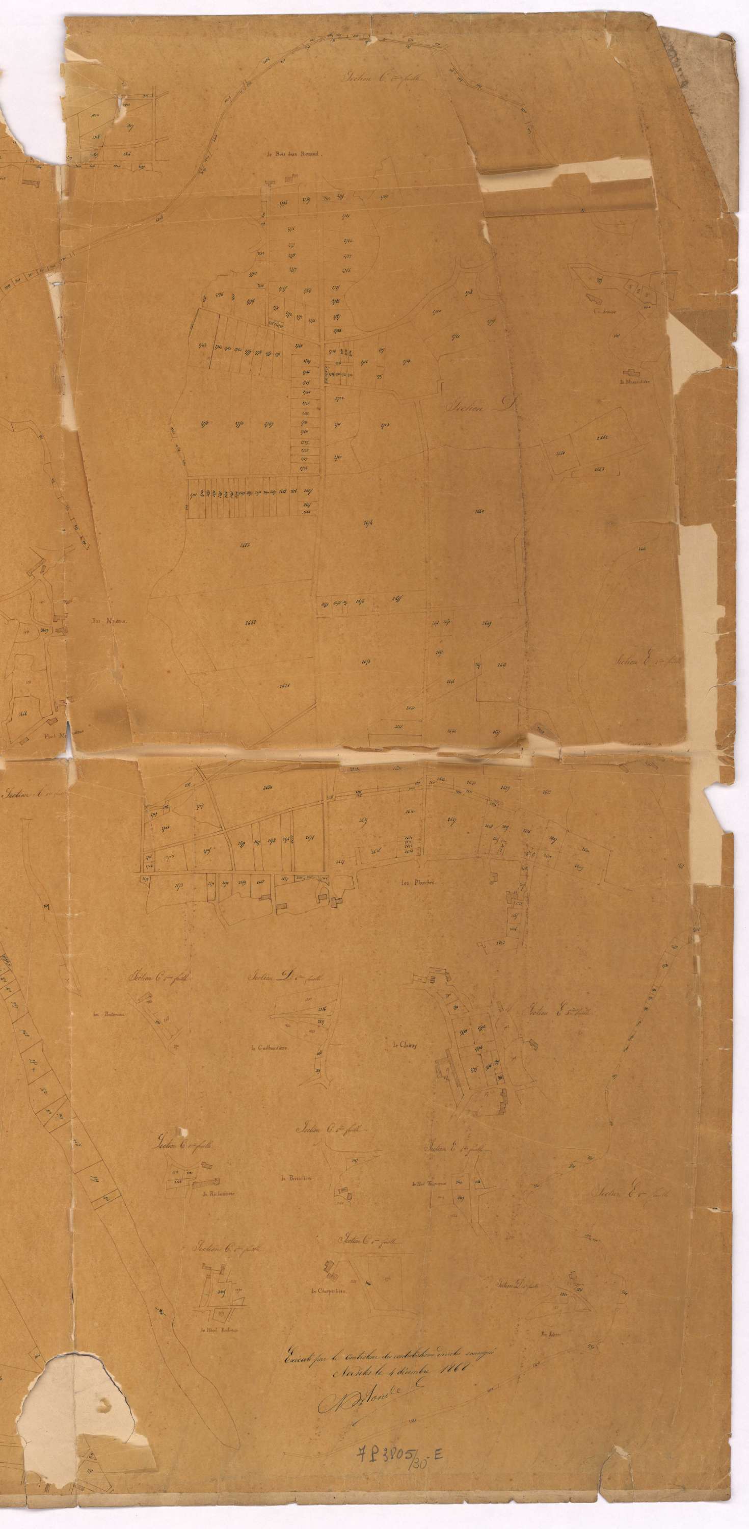 Saint-Julien-de-Concelles - Section Toutes sections Développement de terrains cadastrés et imposés pour la première fois en 1869