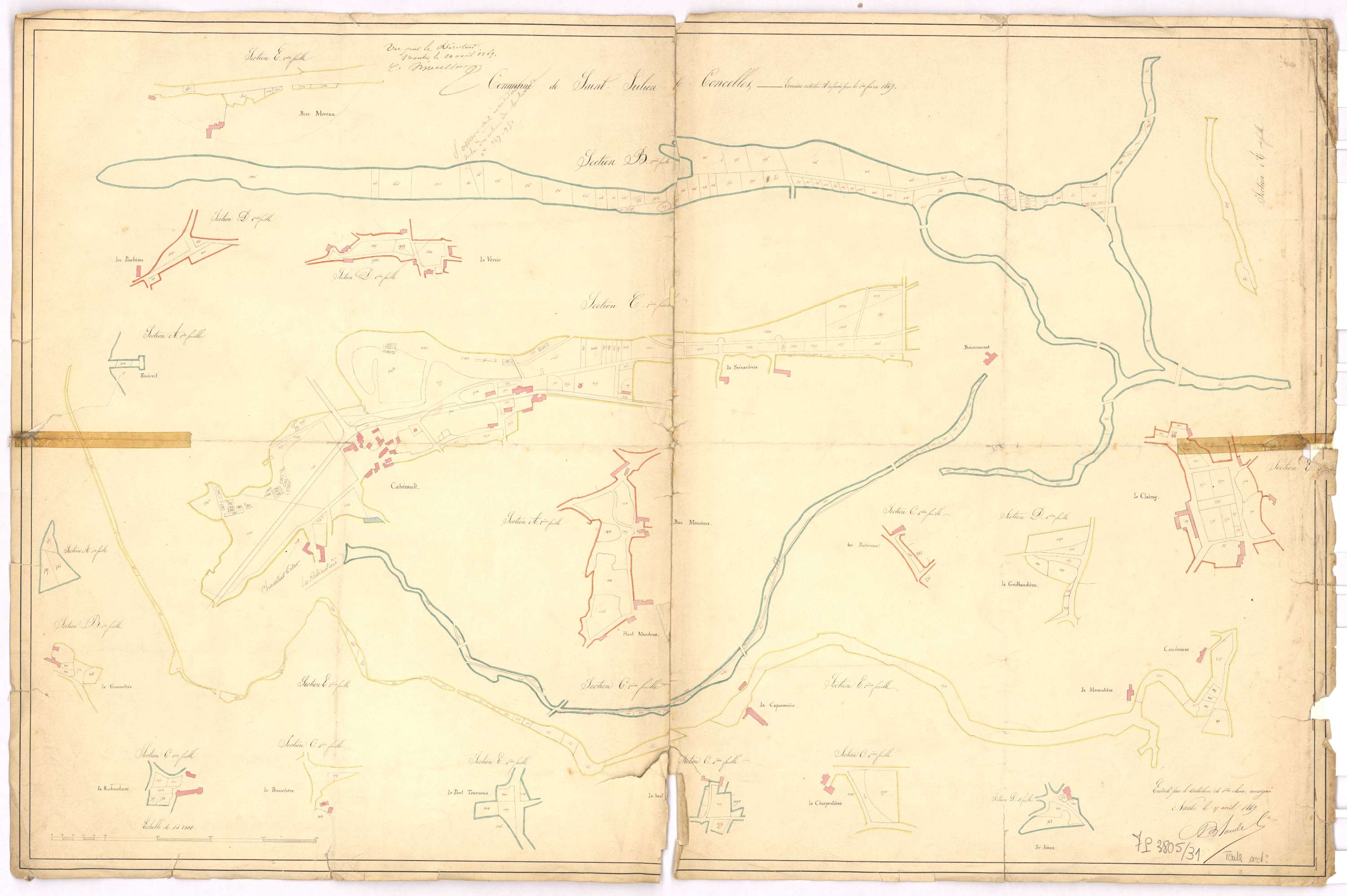 Saint-Julien-de-Concelles - Section Toutes sections Développement de terrains cadastrés et imposés pour la première fois en 1869