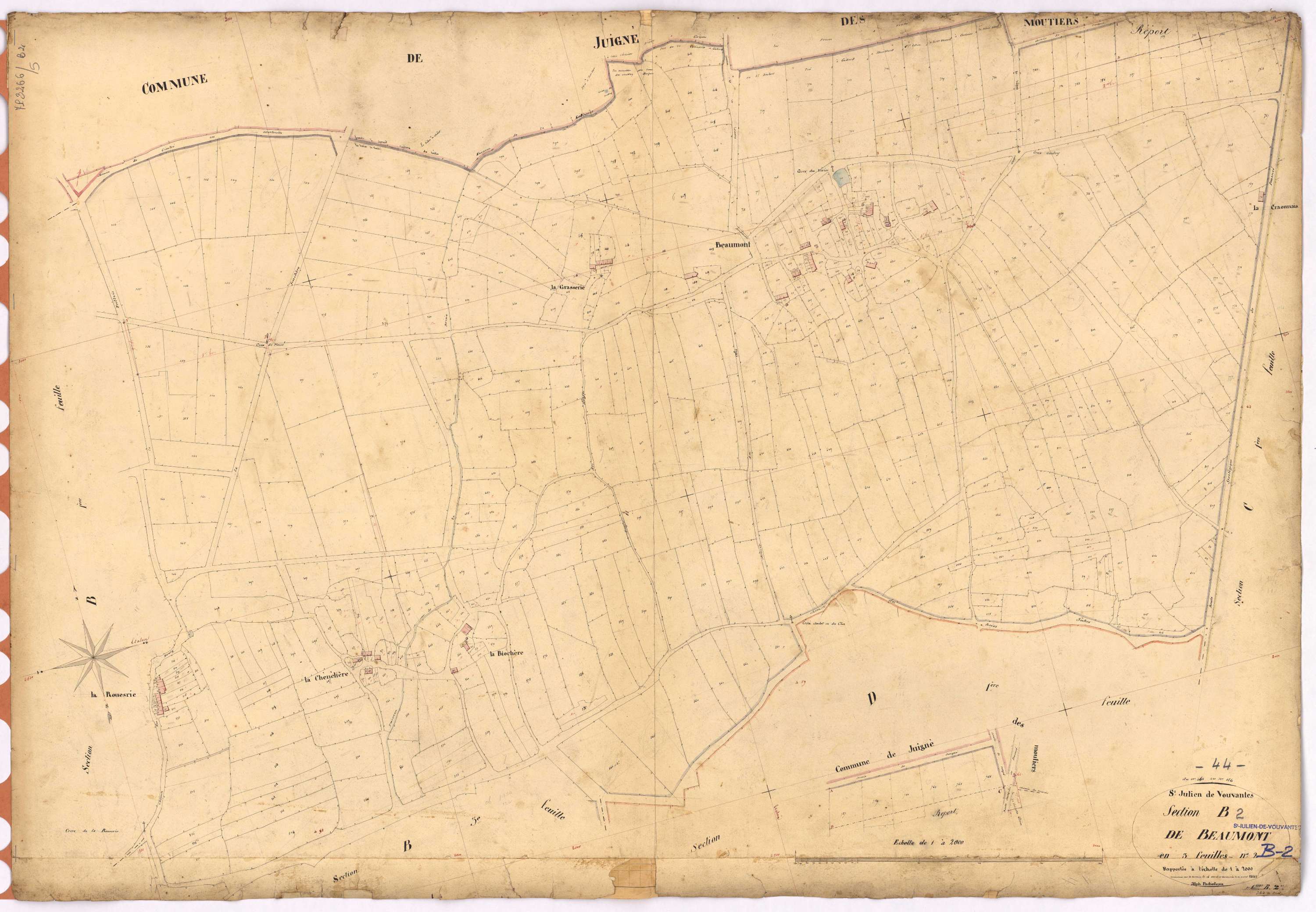 Saint-Julien-de-Vouvantes - Section B2 Beaumont (section de) ; 344-866
