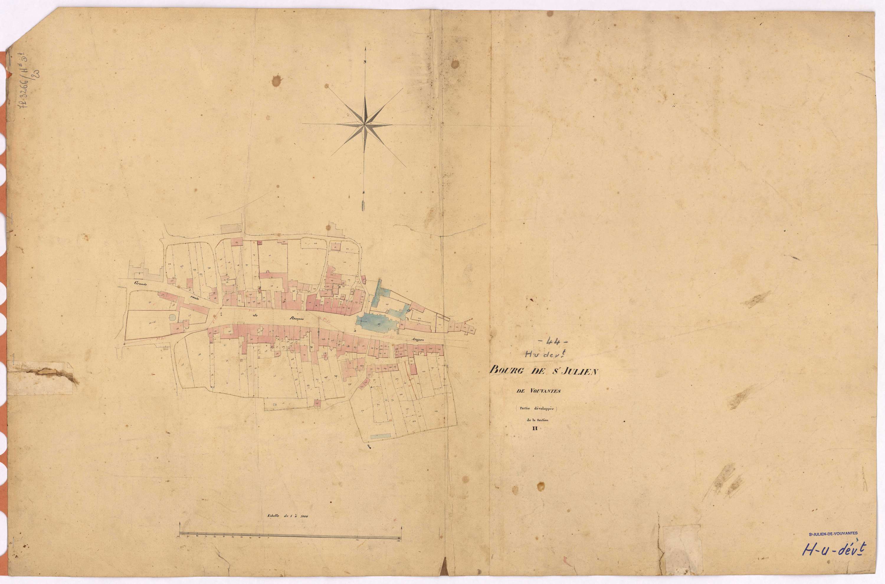 Saint-Julien-de-Vouvantes - Section H (développement) Bourg (section du) ; 1-441 ; développement du Bourg