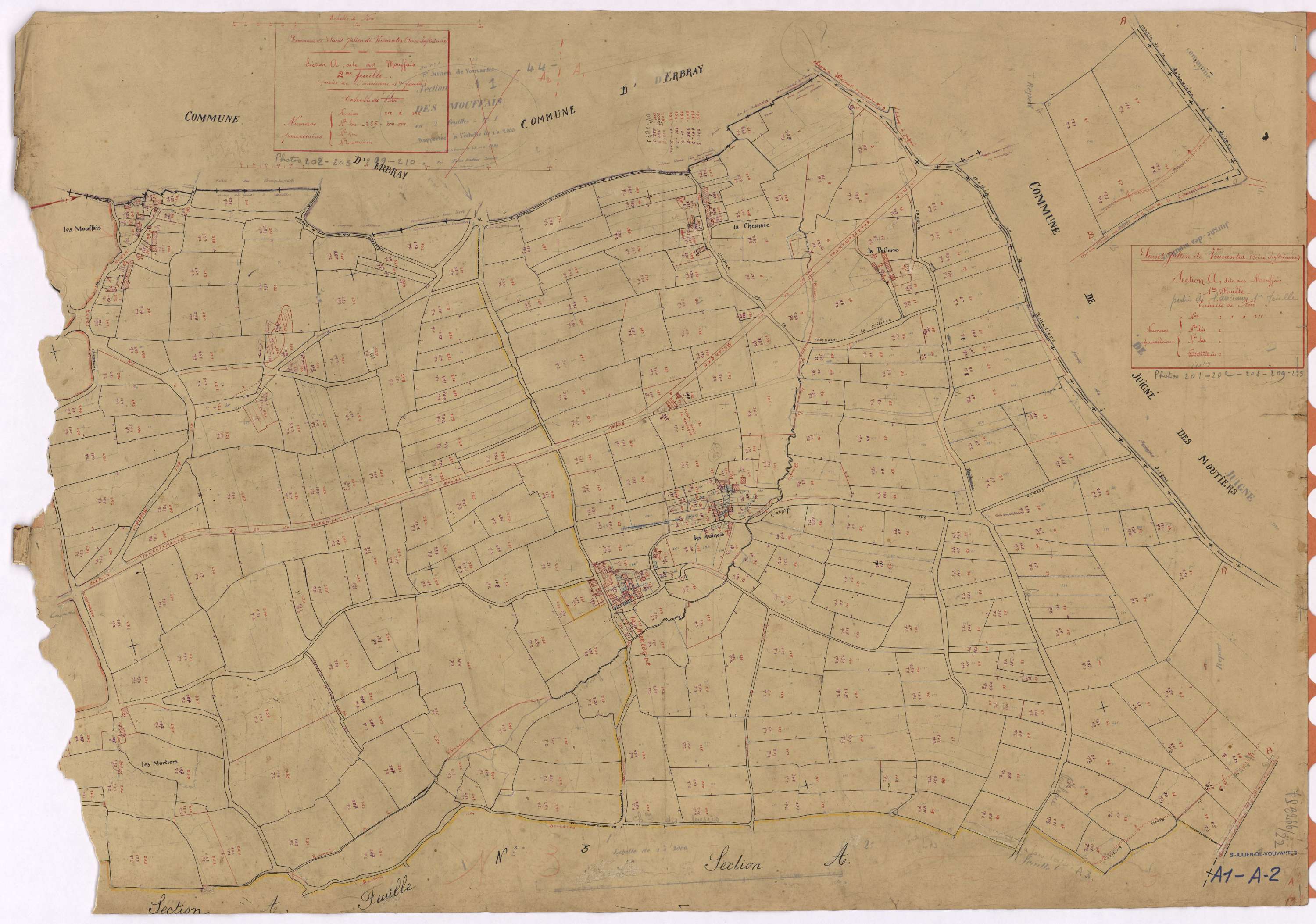 Saint-Julien-de-Vouvantes - Section A1 A2 Mouffais (section des) ; 1-211 ; 212-342