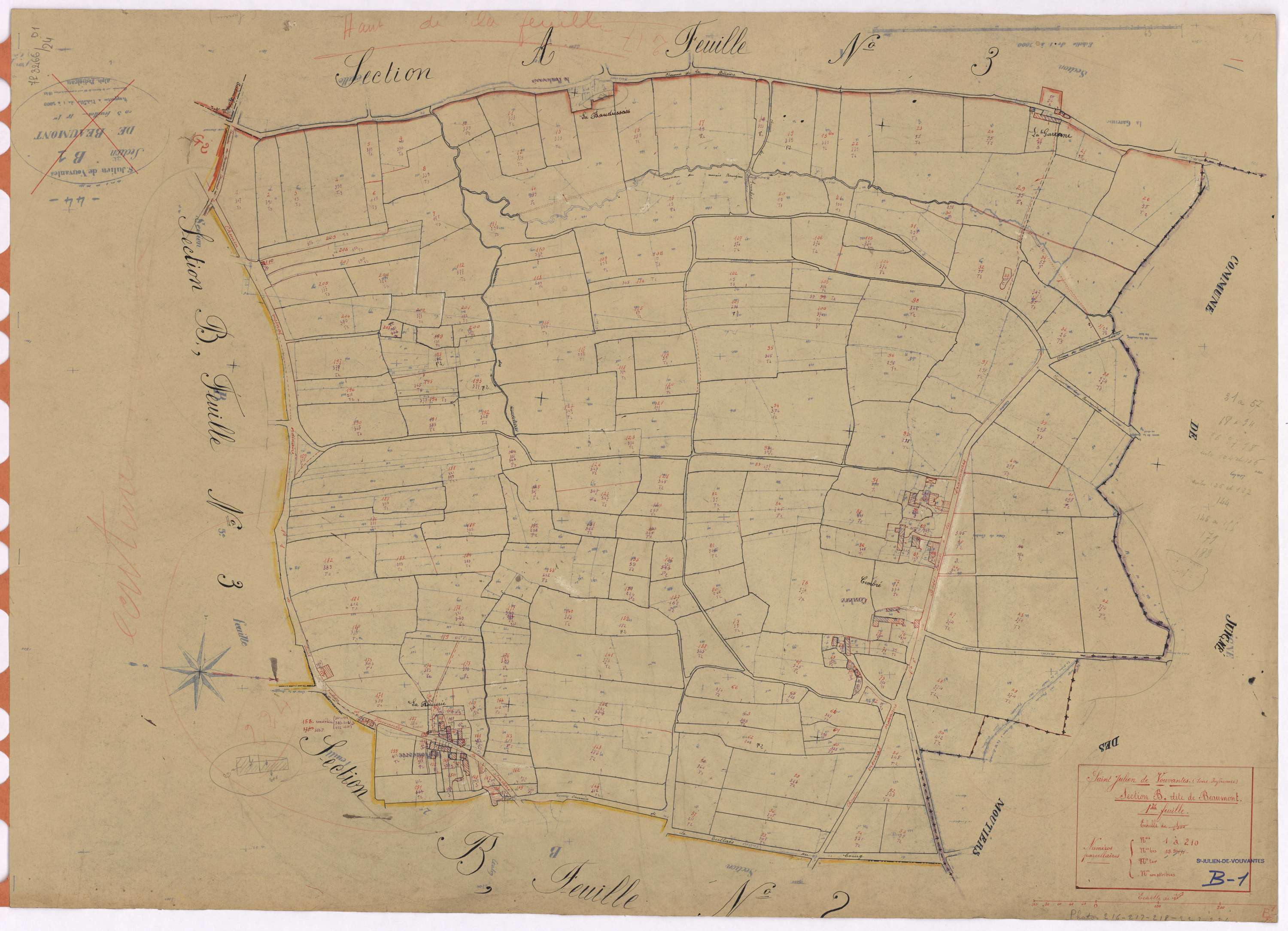 Saint-Julien-de-Vouvantes - Section B1 Beaumont (section de) ; 1-210