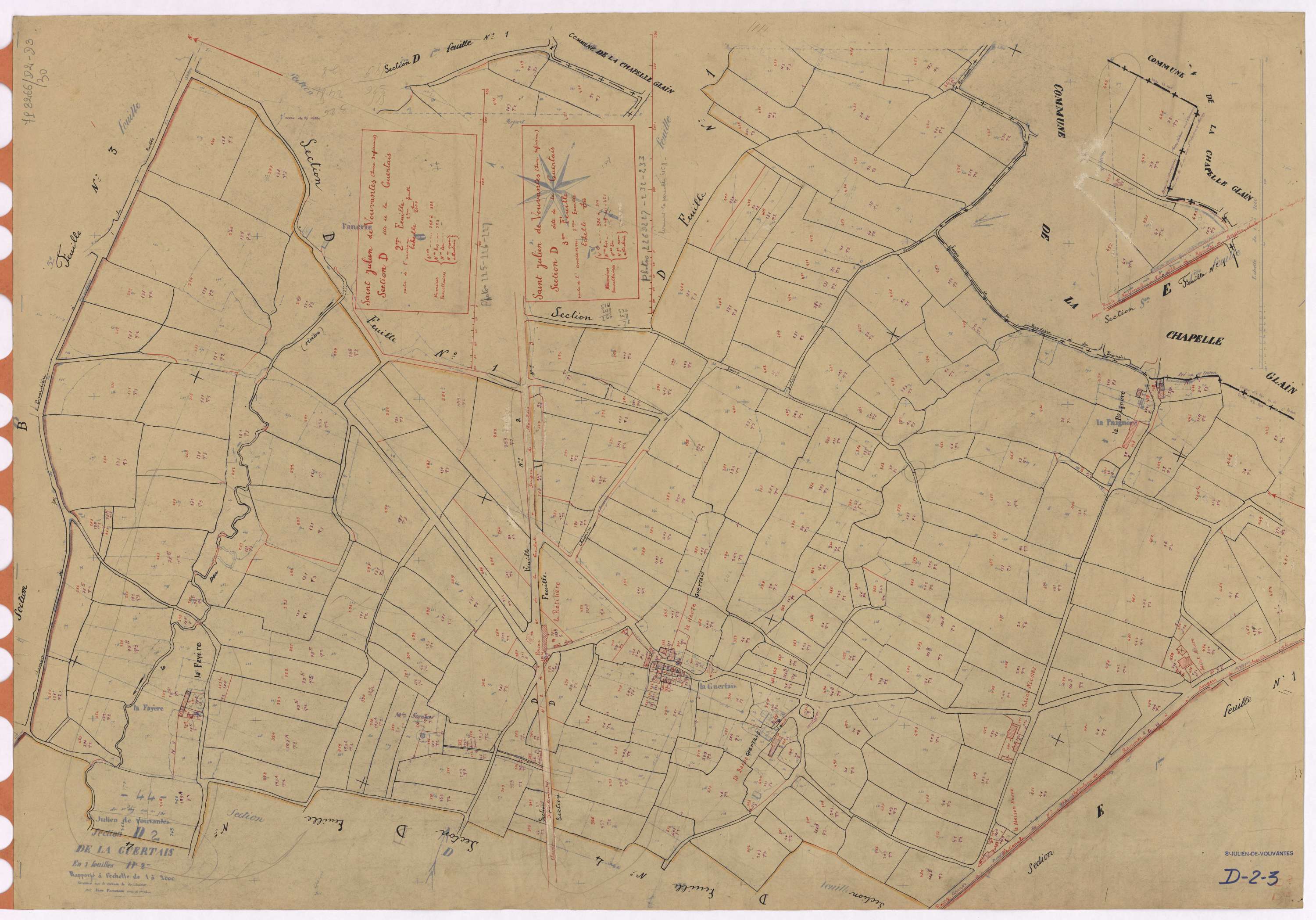 Saint-Julien-de-Vouvantes - Section D2 D3 Guertais (section de La) ; 248-325 ; 326-514