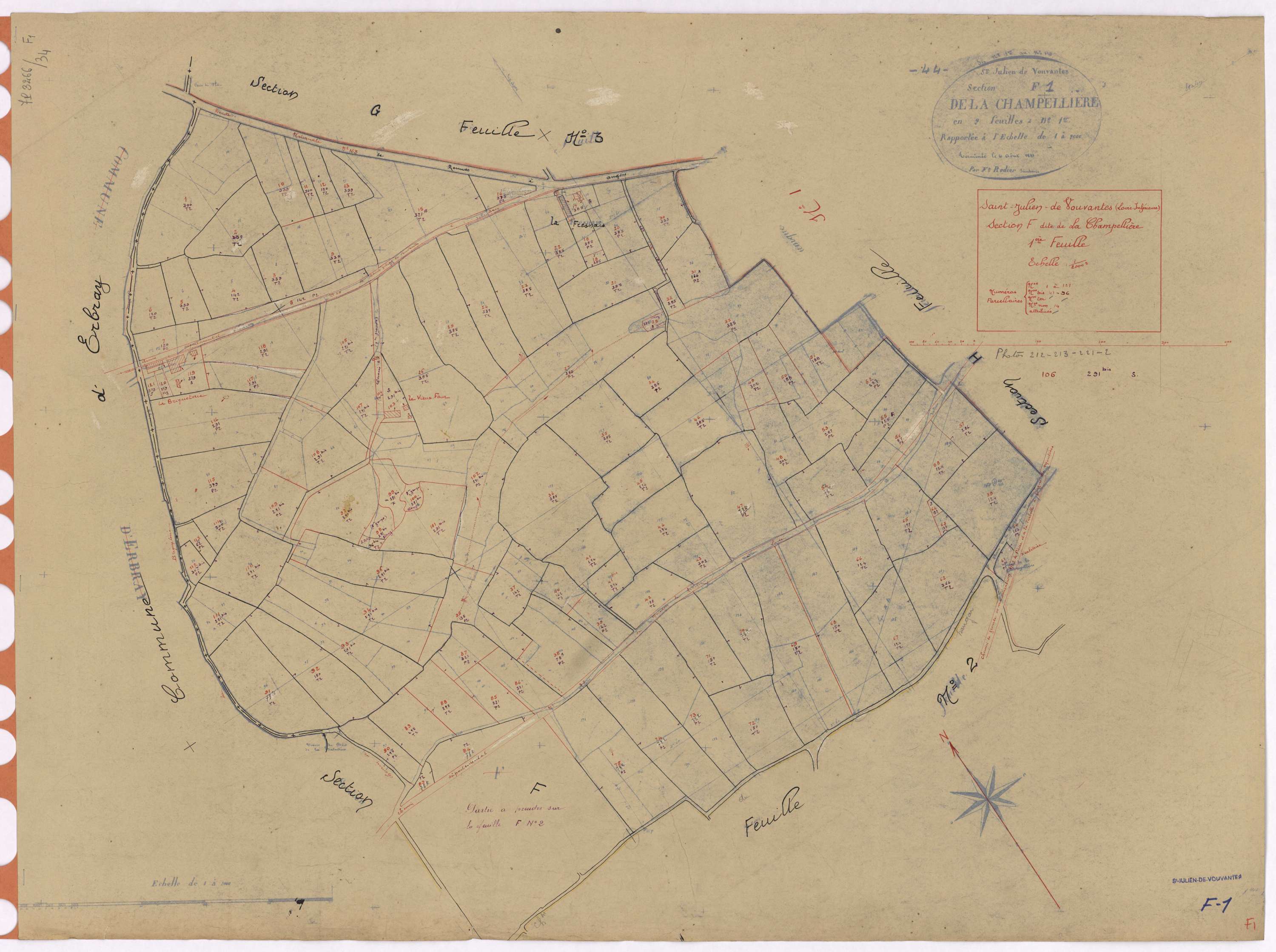 Saint-Julien-de-Vouvantes - Section F1 Champellière (section de la) ; 1-121