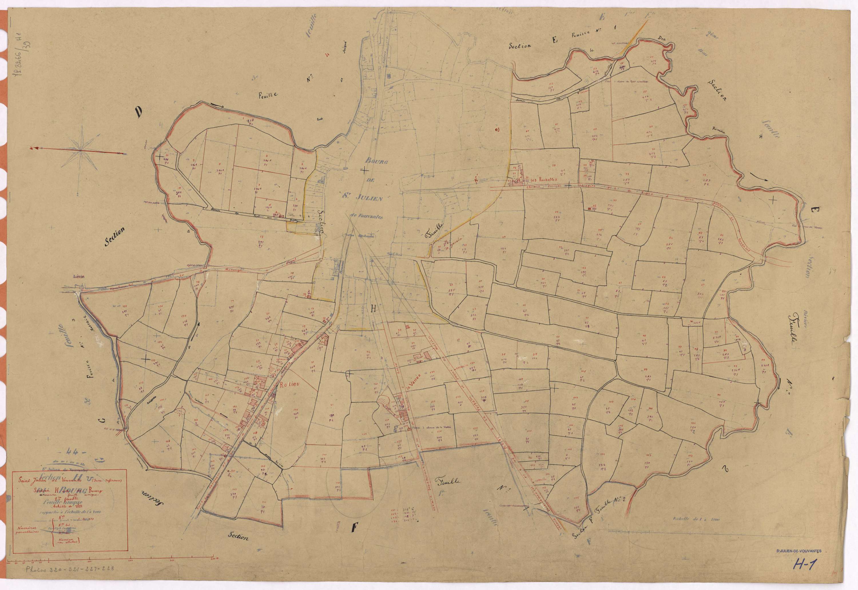 Saint-Julien-de-Vouvantes - Section H1 Bourg (section du) ; 1-177