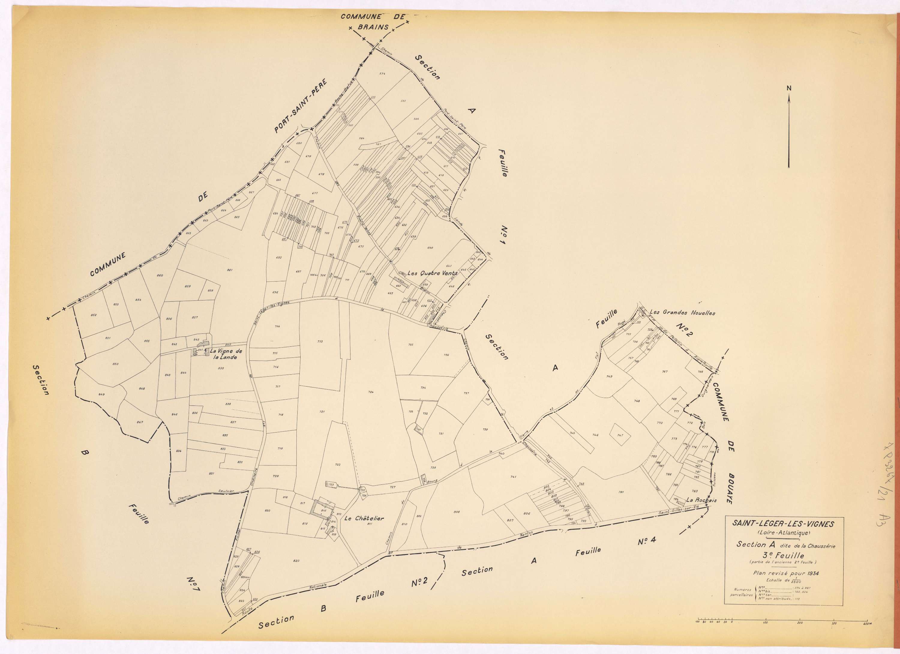 Saint-Léger-les-Vignes - Section A3 Chaussérie (section de La) ; 574-867