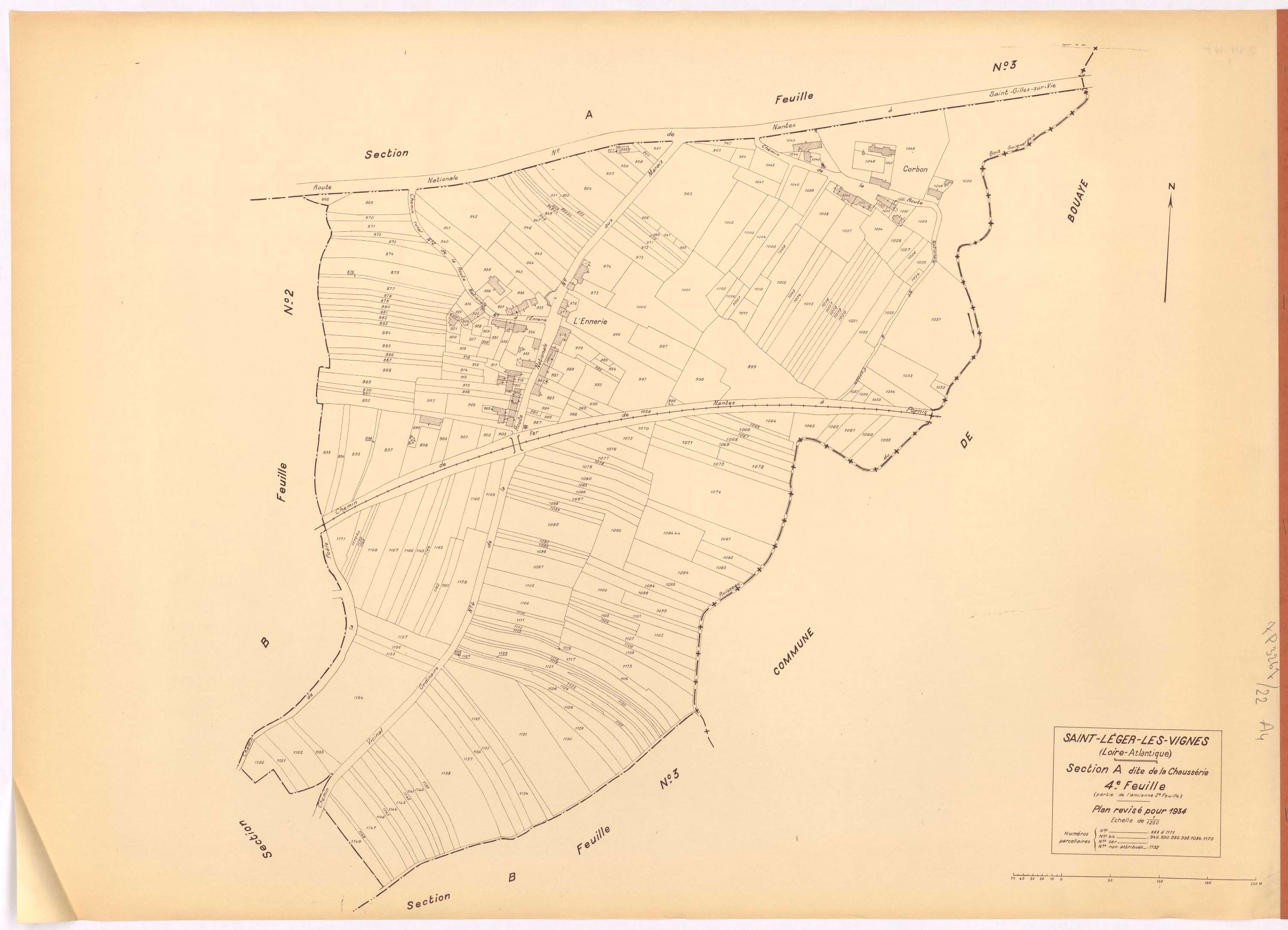 Saint-Léger-les-Vignes - Section A4 Chaussérie (section de La) ; 868-1171