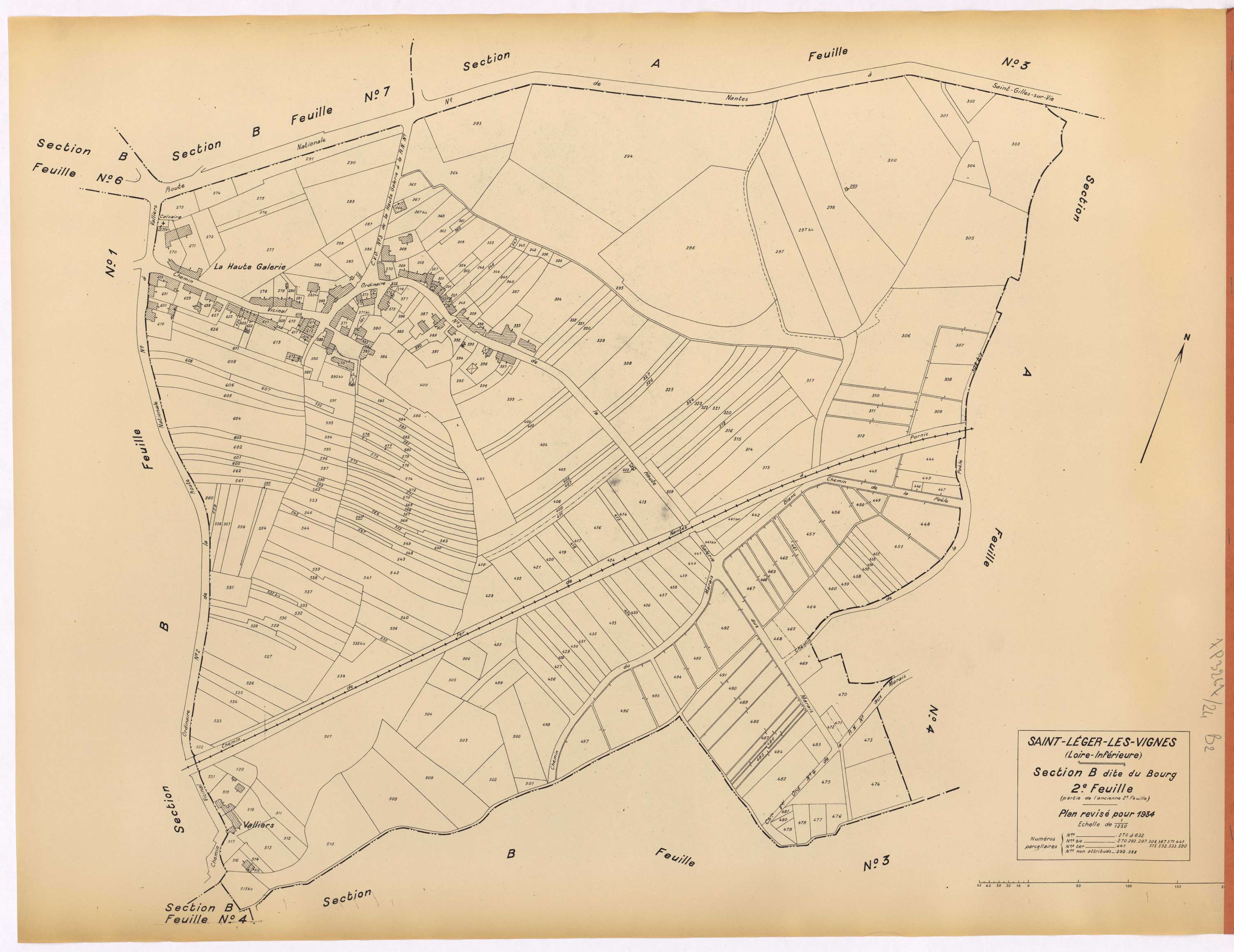 Saint-Léger-les-Vignes - Section B2 Bourg (section du) ; 270-632