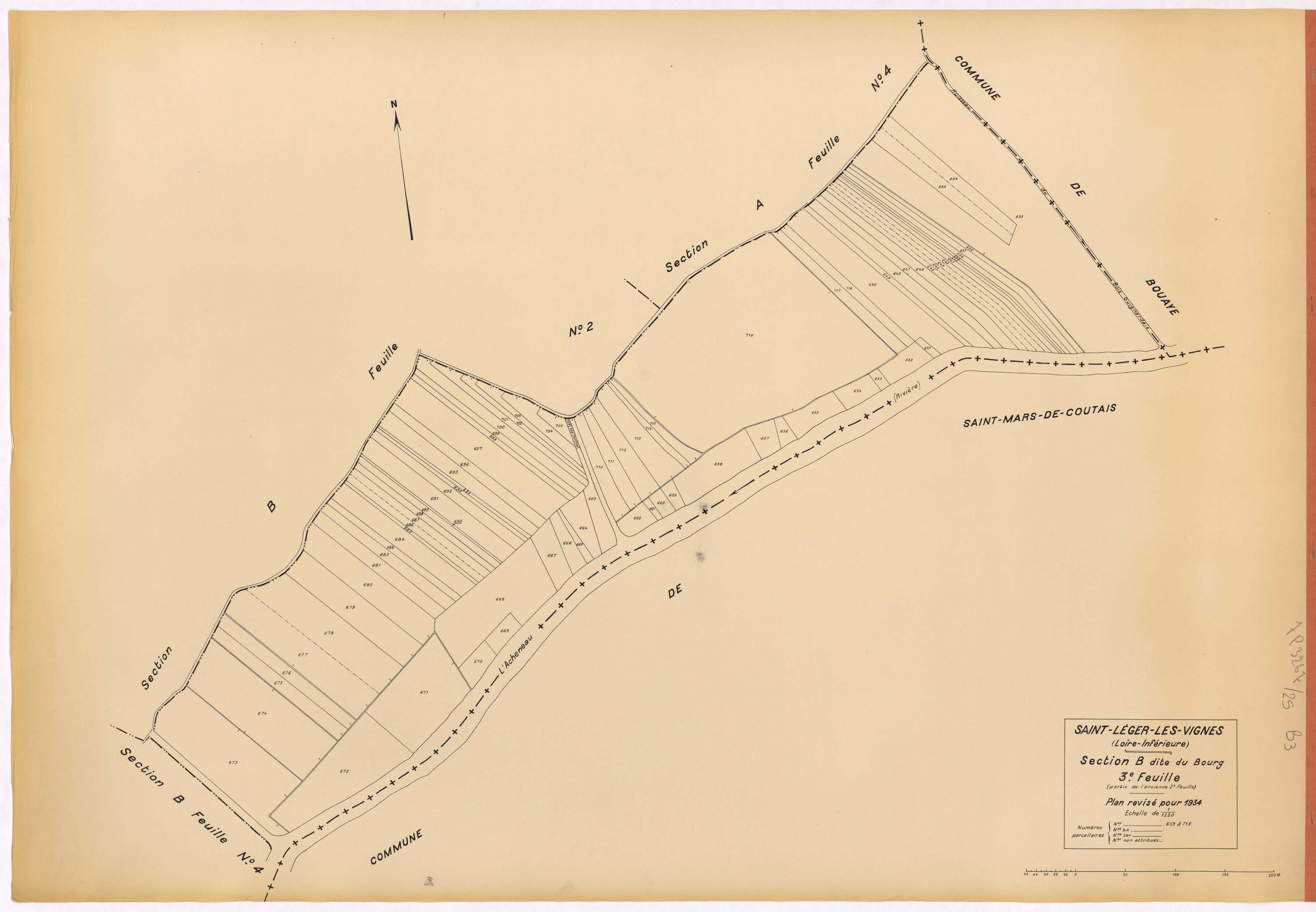 Saint-Léger-les-Vignes - Section B3 Bourg (section du) ; 633-718