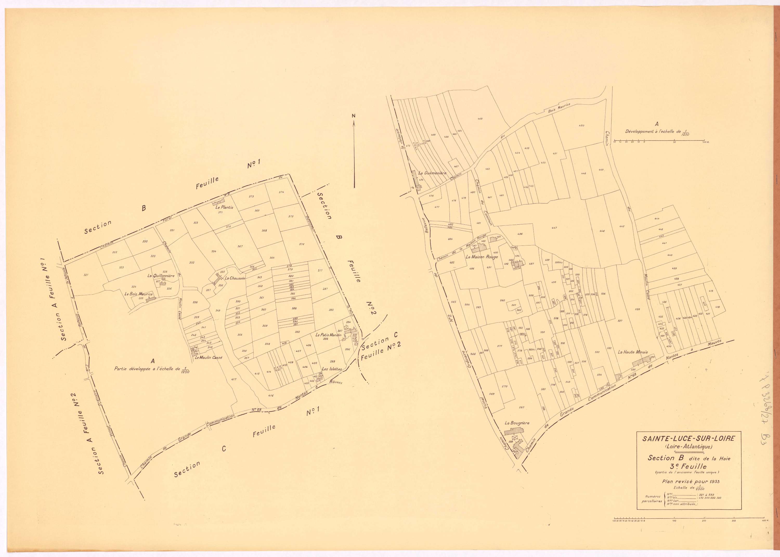 Sainte-Luce-sur-Loire - Section B3 Haie (section de La) ; 321-589
