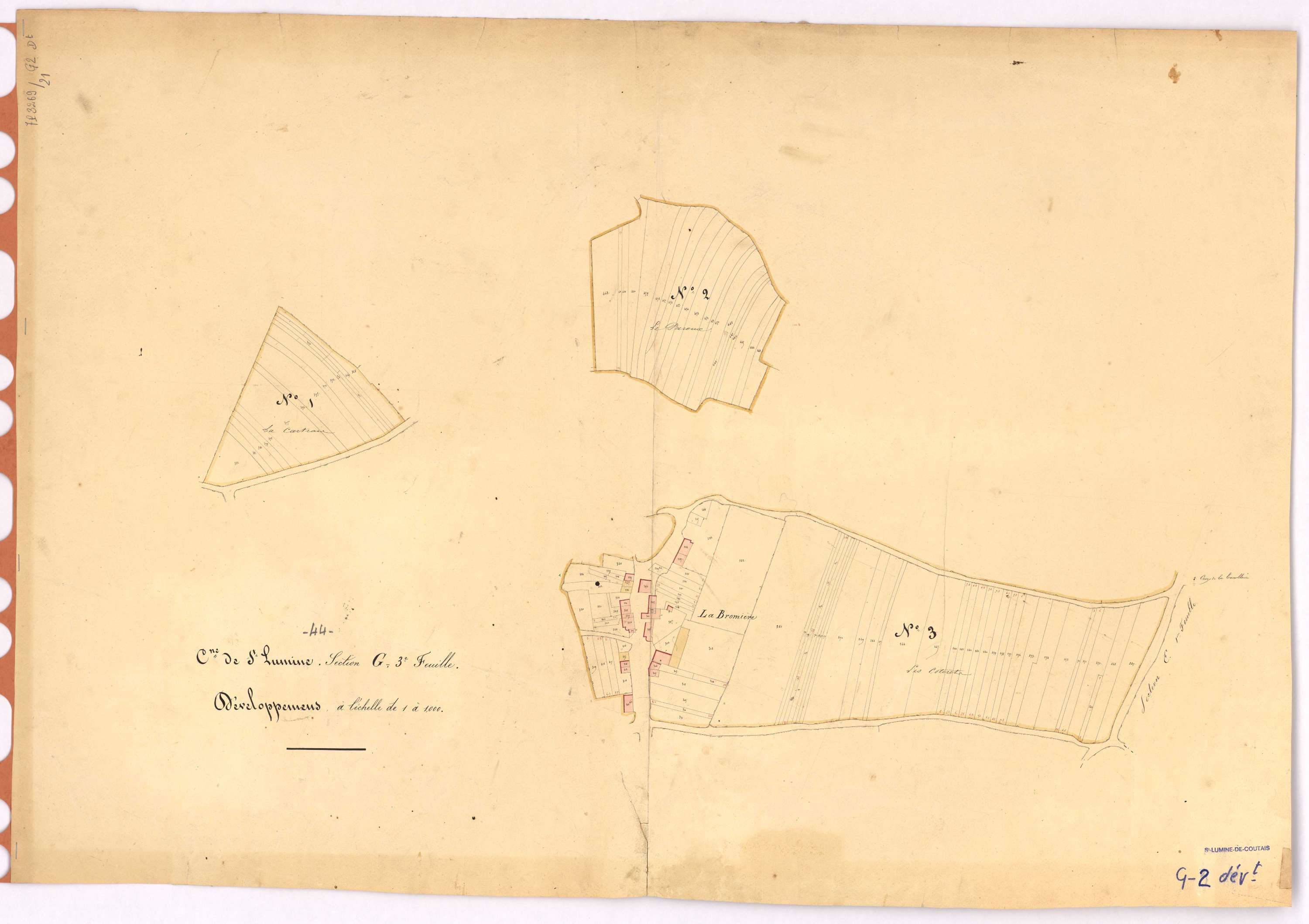 Saint-Lumine-de-Coutais - Section G2 (développement) Granchamp (section de) ; 142-592 ; développement du village de La Bromière et de diverses parcelles