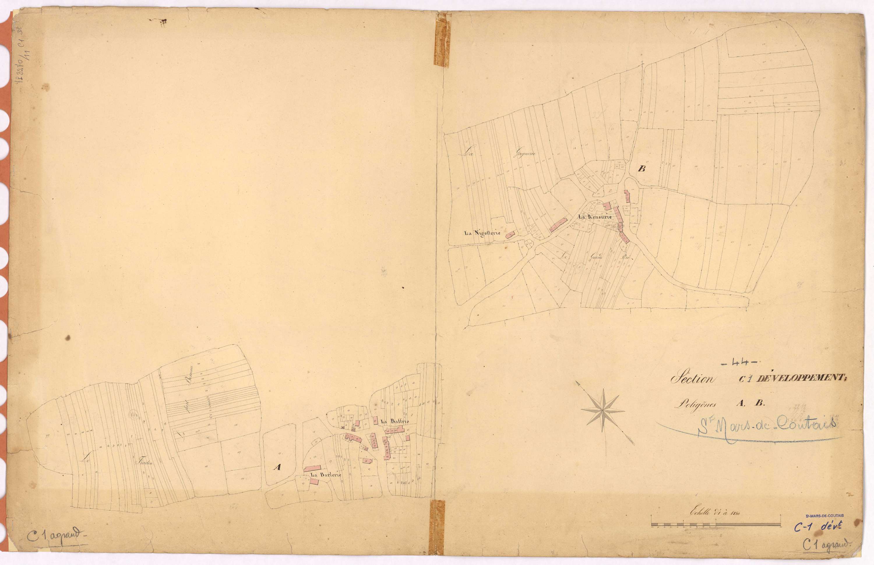 Saint-Mars-de-Coutais - Section C1 (développement) Bas Verger (section du) ; 1-731 ; développement des villages de La Baffrie, de La Barlerie, de La Renourie et de La Nigotterie