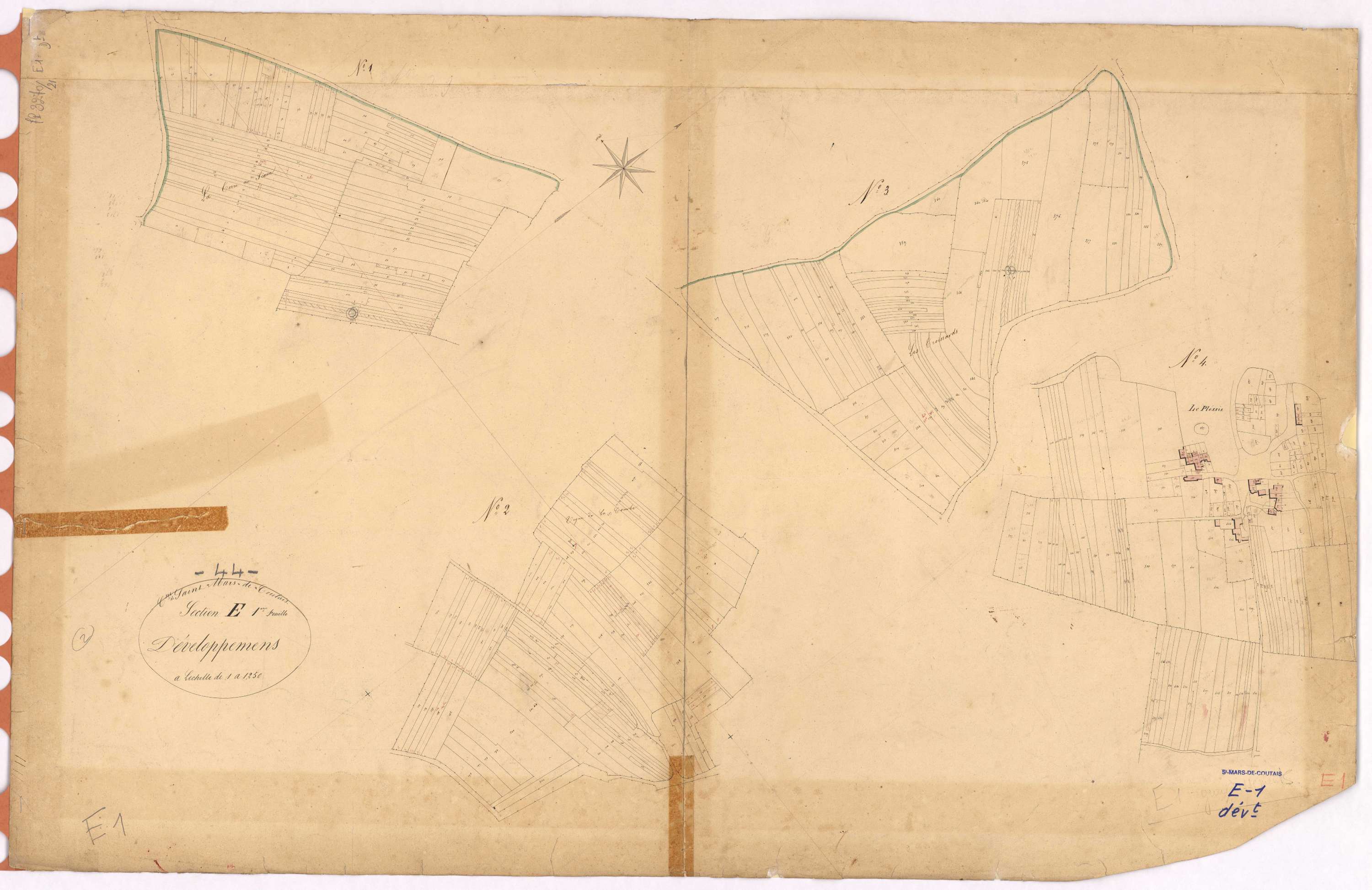 Saint-Mars-de-Coutais - Section E1 (développement) Branday (section du) ; 1-743 ; développement du village du Plessis et de diverses parcelles