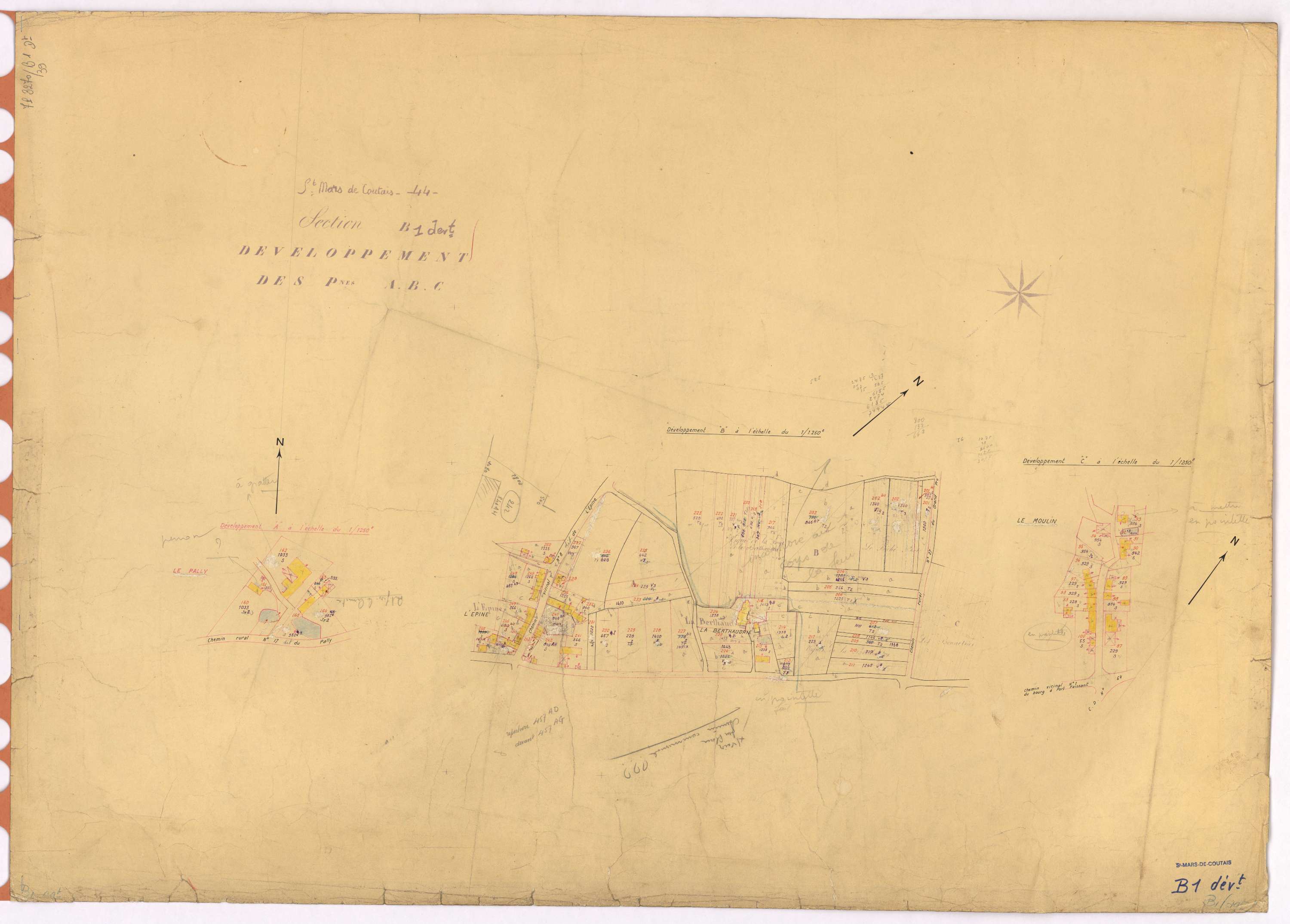 Saint-Mars-de-Coutais - Section B1 (développement) 1-355 ; développement des villages du Pally, de l'Epine, de La Berthaudrie et du Moulin