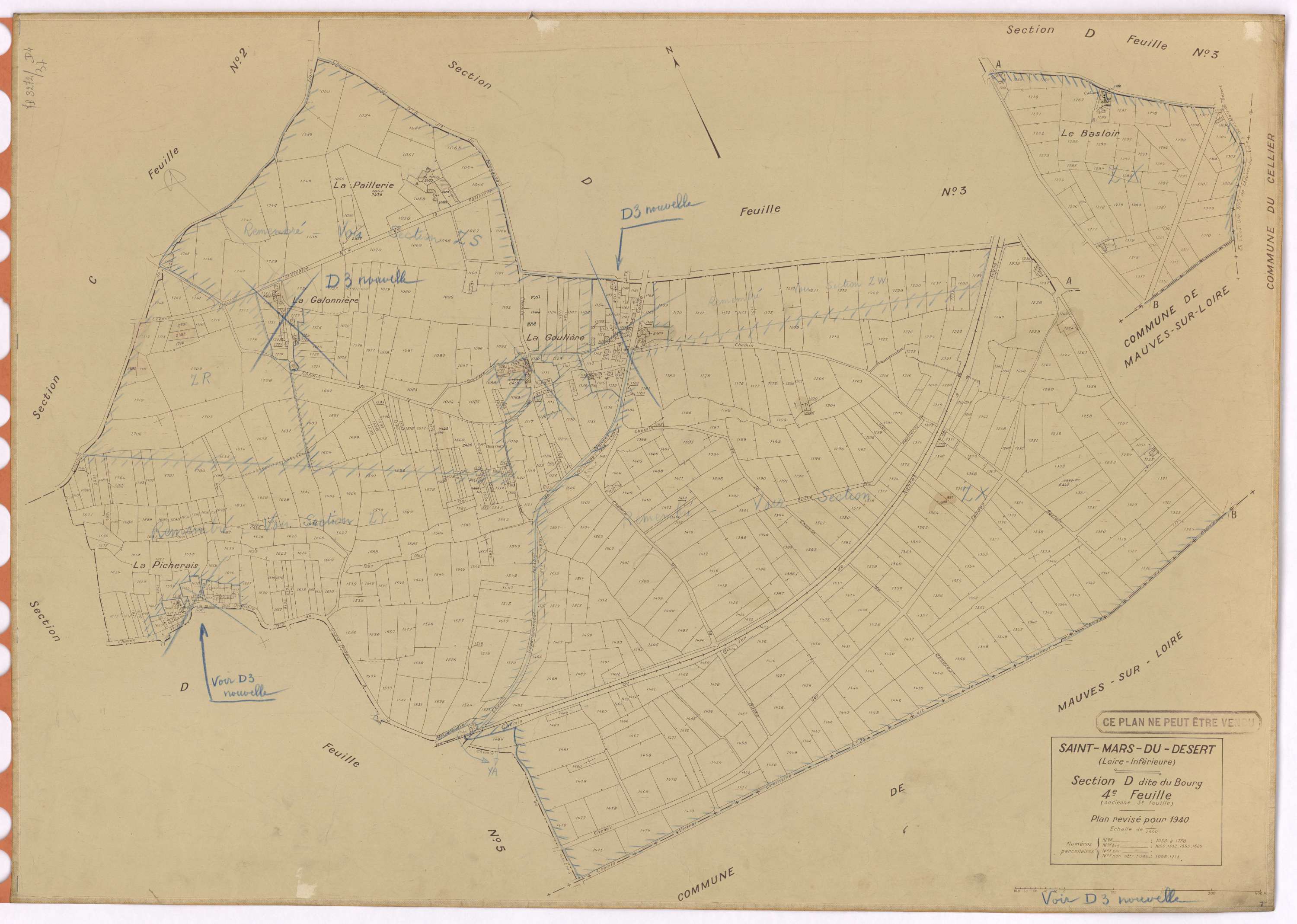 Saint-Mars-du-Désert - Section D4 Bourg (section du) ; 1053-1750