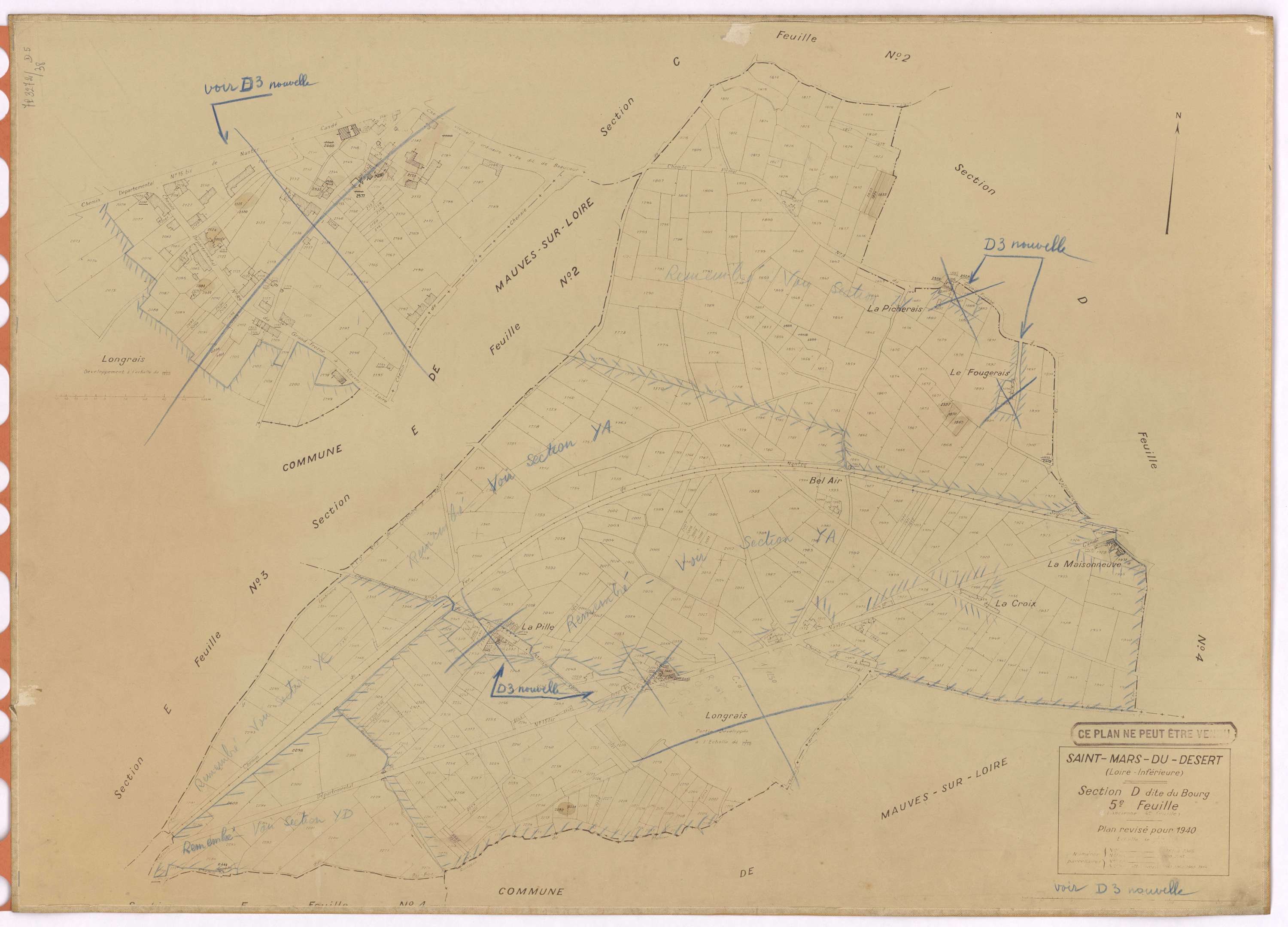 Saint-Mars-du-Désert - Section D5 Bourg (section du) ; 1751-2365