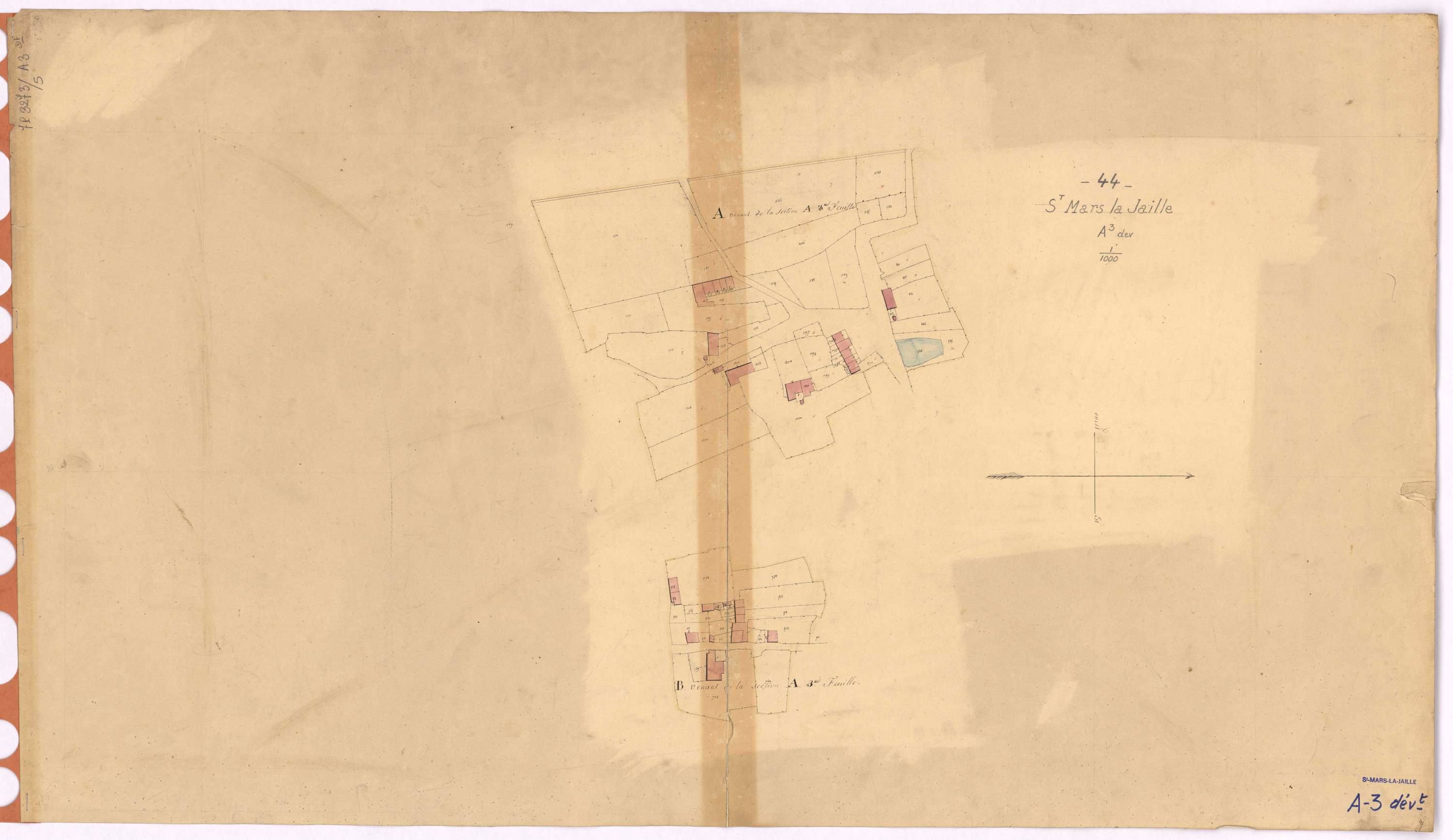 Saint-Mars-la-Jaille - Section A3 (développement) Basses-Places (section des) ; 674-1244 ; développement des villages de La Haie Danielle et des Hautes Places