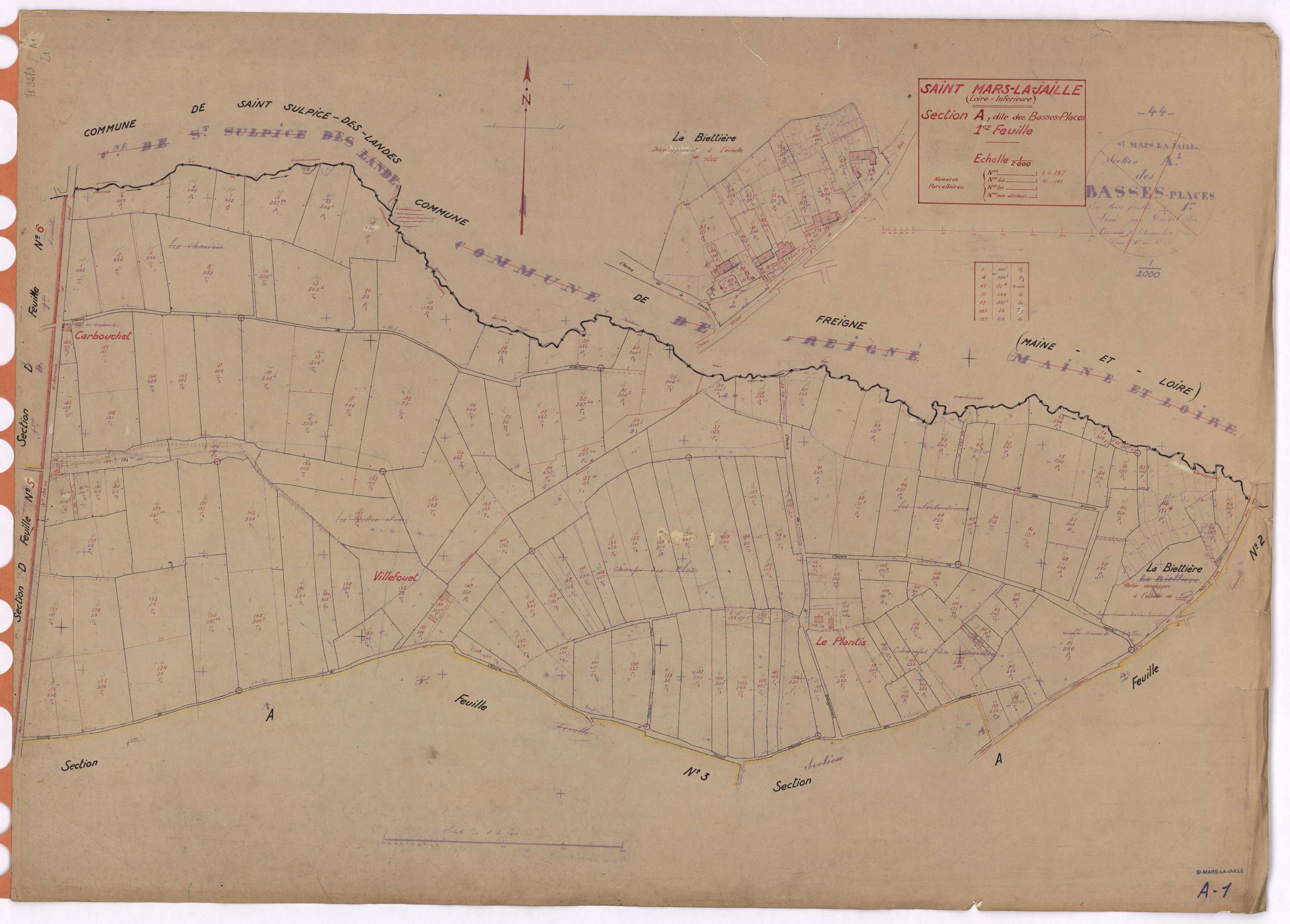 Saint-Mars-la-Jaille - Section A1 Basses-Places (section des) ; 1-187